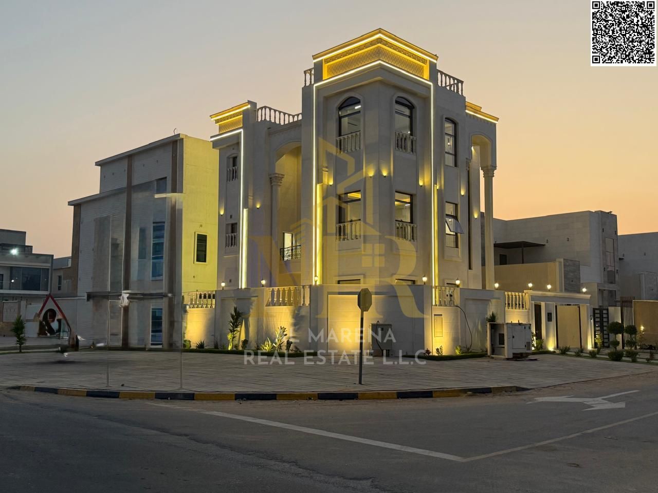 A rare opportunity to own a distinguished corner villa in Al Zahya, set on a spacious 3,850 sq. ft plot with a built-up area of 4,500 sq. ft. Designed w