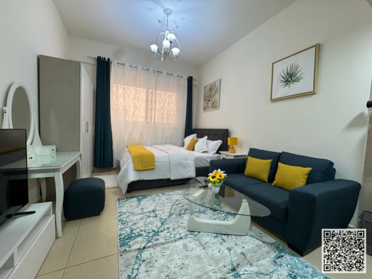 A golden opportunity! Luxurious, fully furnished studio apartment for monthly rent in Al Yasmin Towers, Al Jurf 2, Ajman