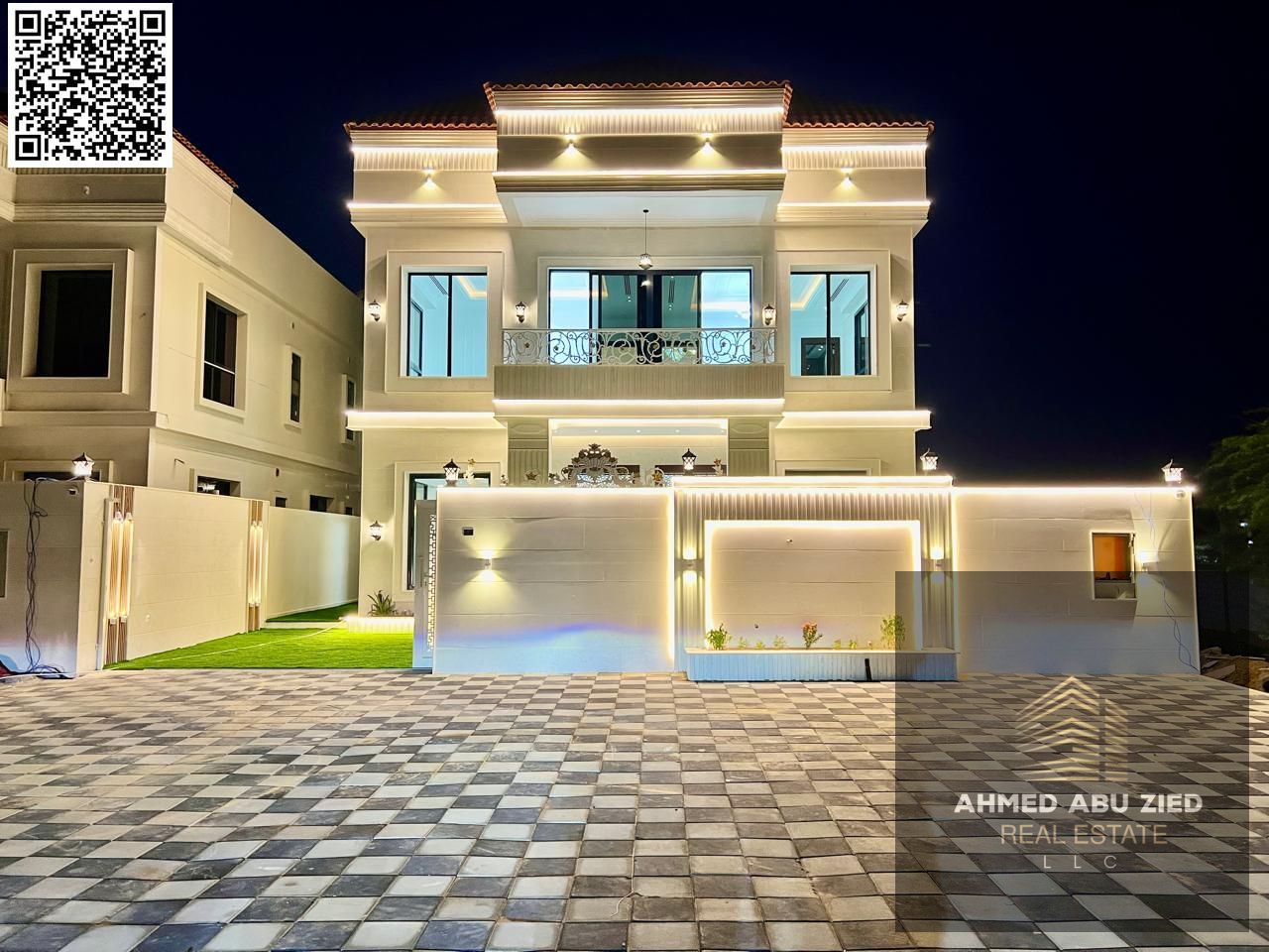 A luxurious villa for sale in Al Helio 2 area of Ajman, featuring a distinctive modern design and high-end finishes that combine luxury and practica