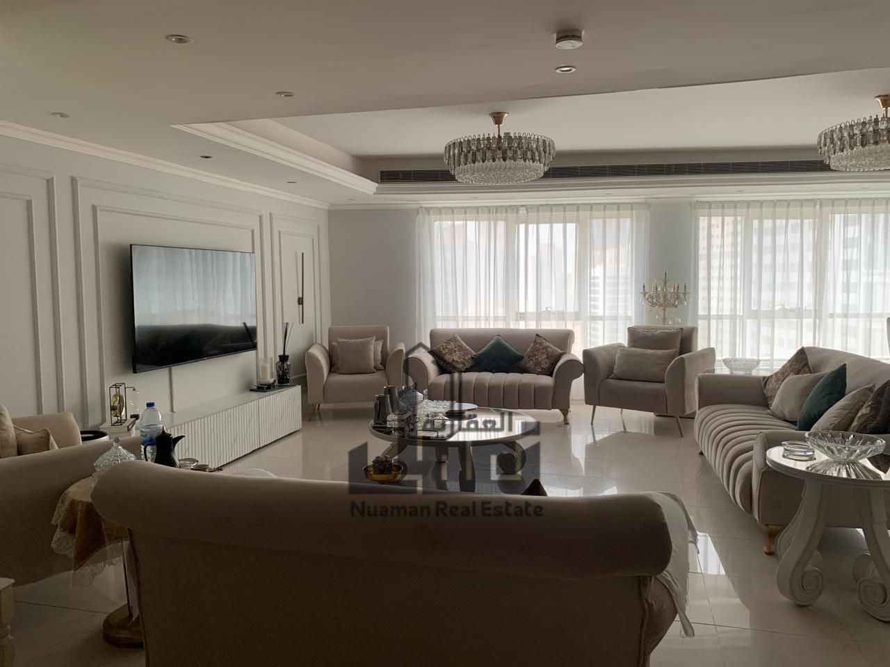 Luxury Residential Apartment for Sale in Al Majaz 3 Sharjah with Full Front View of Al Qasba Canal, 2400 Sqft Area, 4 Bedrooms, Full Tower Amenities