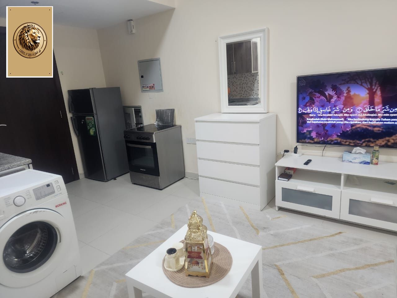 Furnished studio ready for immediate occupancy in Al Rawda on the main street, inclu ding bills and internet, 3200 AED.