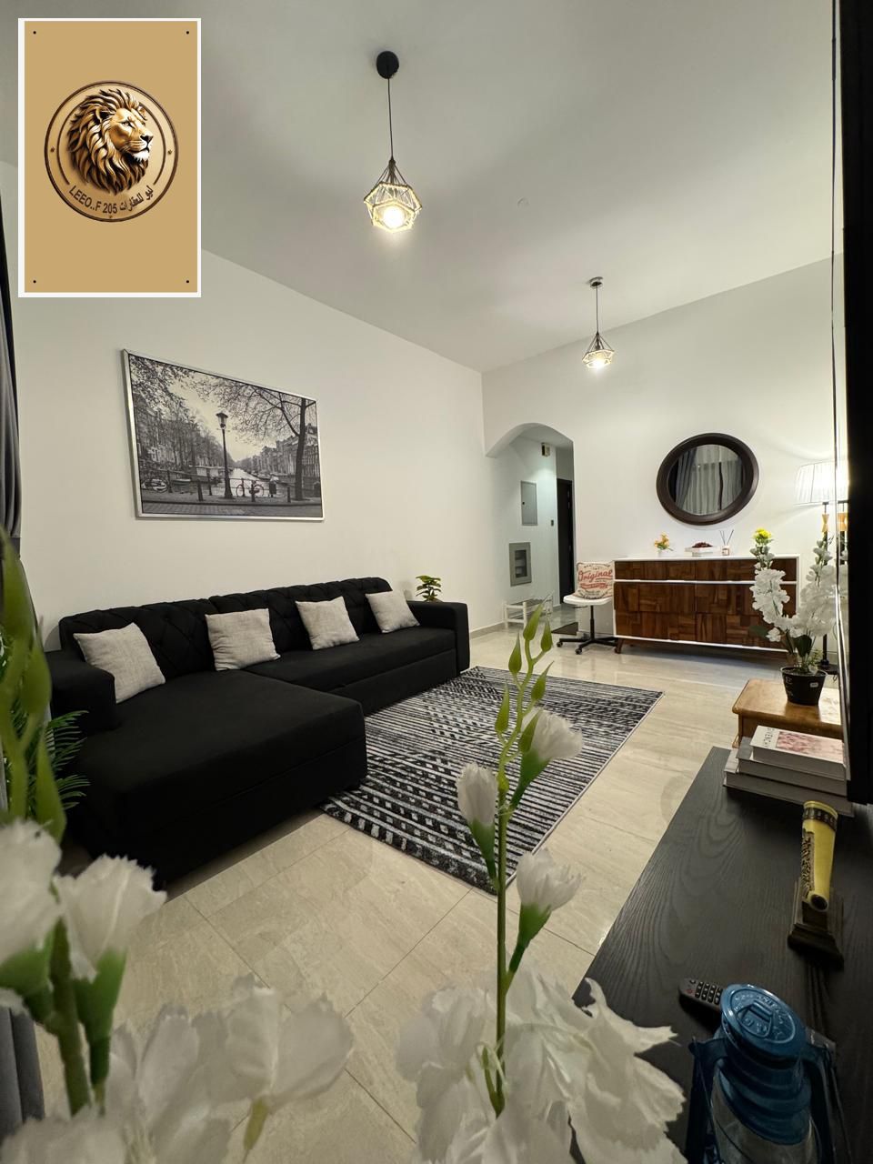One-bedroom apartment with a living room, first-time tenant in Al-Ramila 1. Includes two bathrooms and a master bedroom. Price: 4300, all bills in