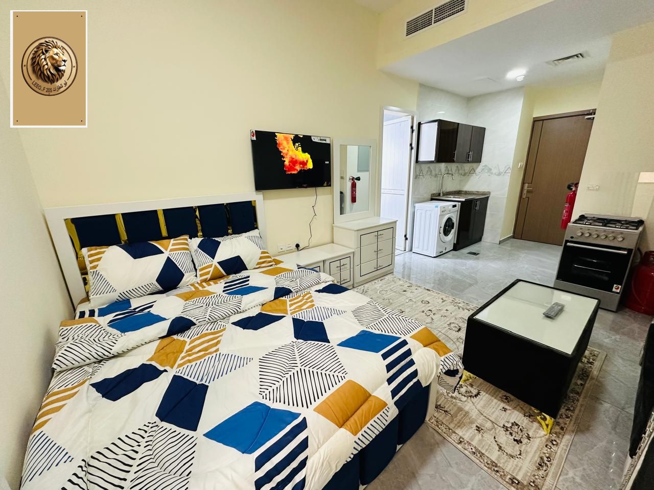 : - A soph Furnished Studio for Annual Rent - Palm (second row of Corniche) Unit Specifications: - A sophisticated hotel furnished furnished s