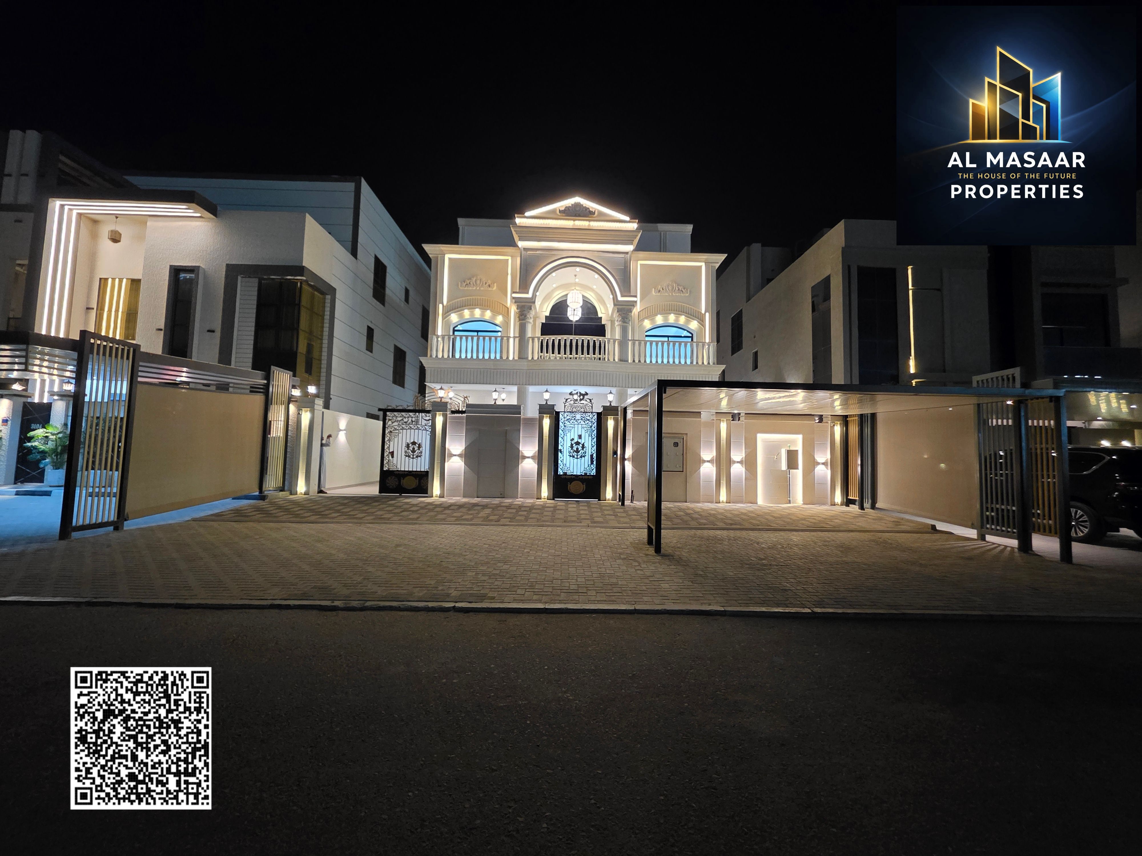 Opportunity to own a two-story villa in the most prestigious area of Ajman, with a rooftop, internal elevator, electricity, and water directly on the main street.