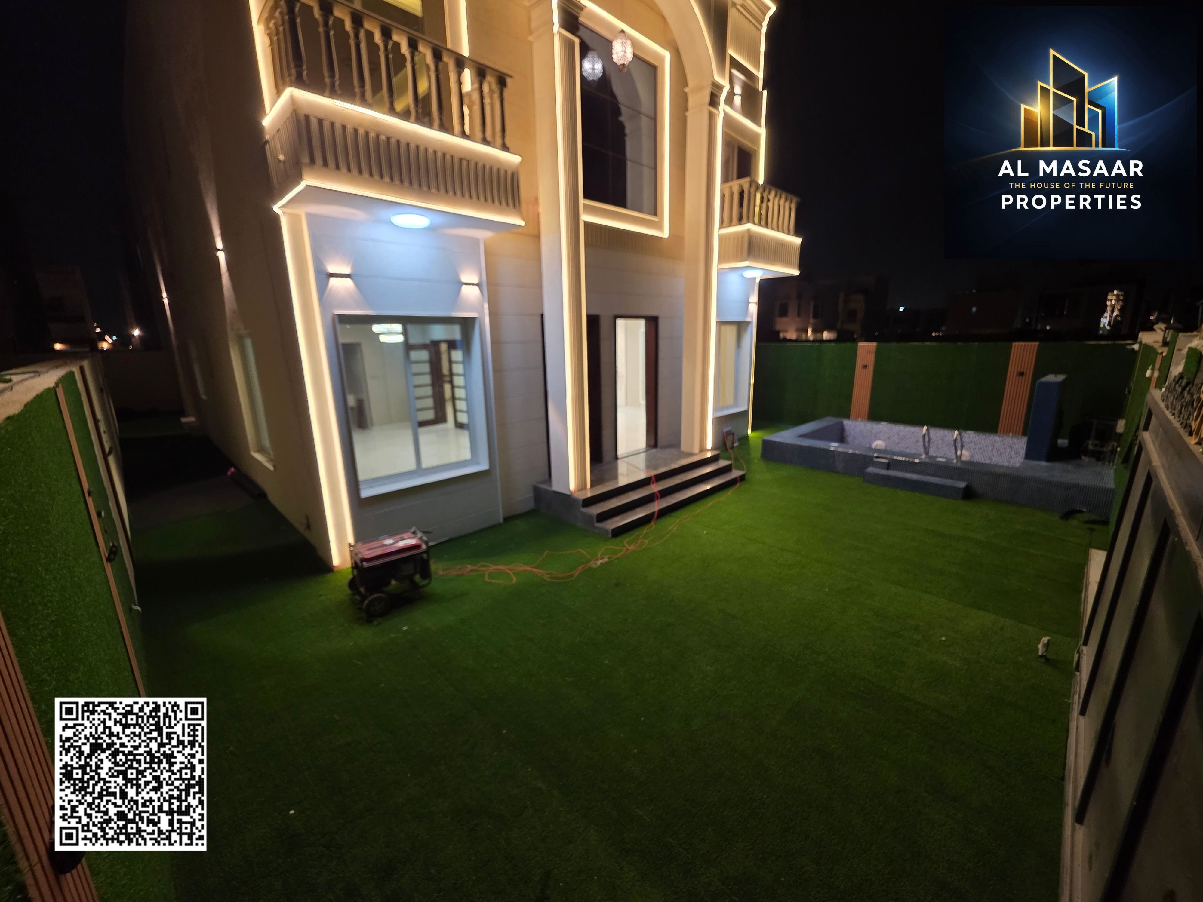 Luxury 5-bedroom villa for sale in Al Yasmin, Ajman. Spacious yard with swimming pool | Central air conditioning | Large living areas | Prime location