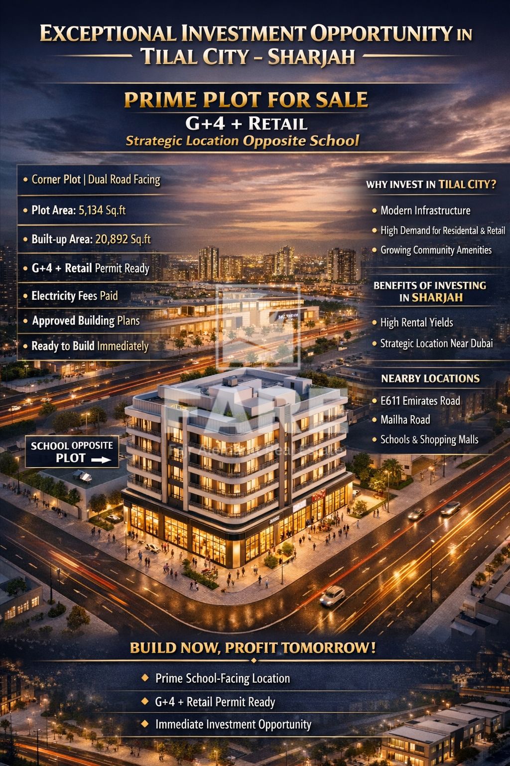 G+4 + Retail Permit | Corner Plot Opposite a School