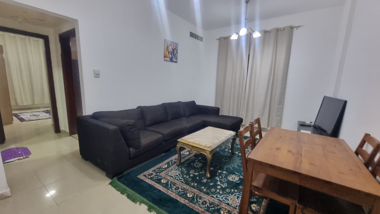 Fully furnished first-tenant apartment for rent in Al Khan 3, 1 bedroom, living room, bathroom, prime location near all amenities