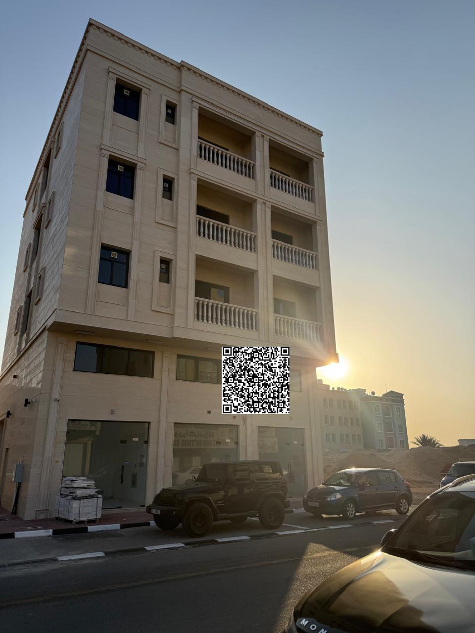 For annual rent in Ajman: one bedroom, living room, two bathrooms, balcony, first occupancy, 34,000 AED. A one-bedroom apartment with a living room is