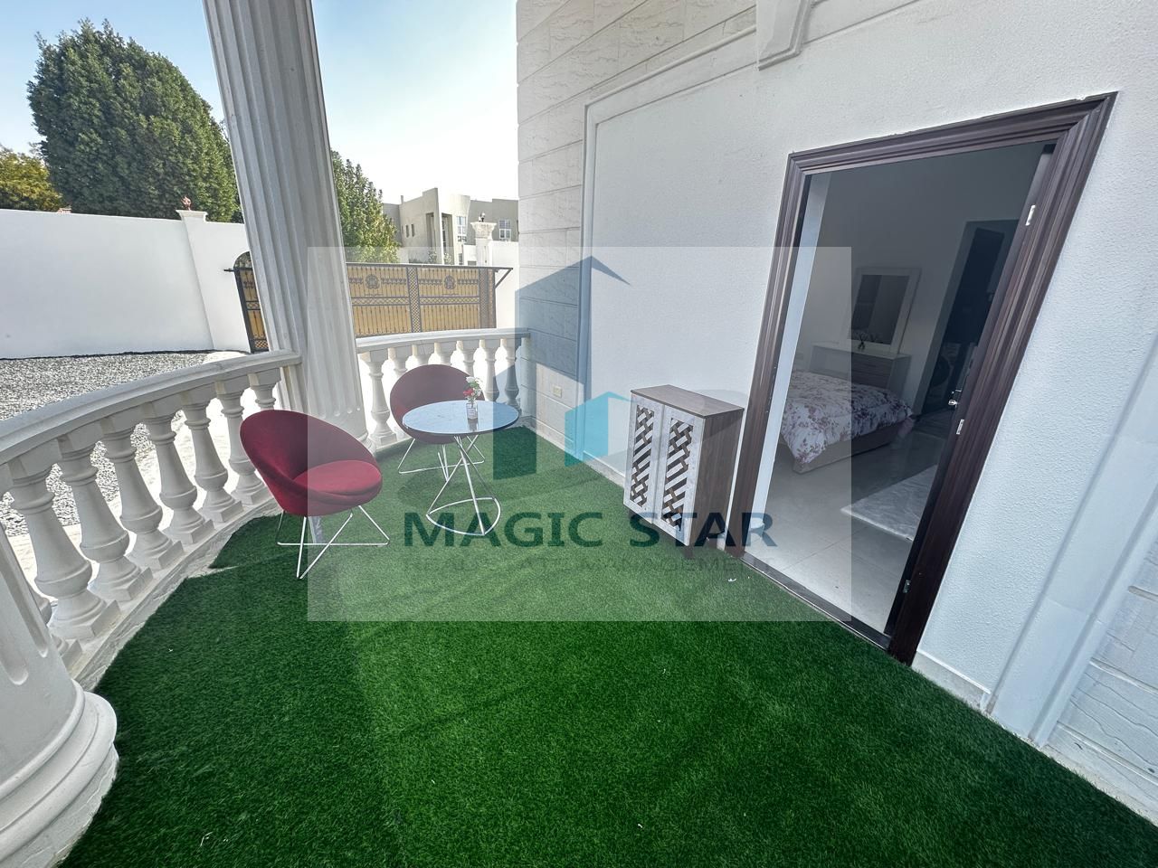 Furnished studio with balcony, first tenant in Shakhbout City, monthly rent 4000