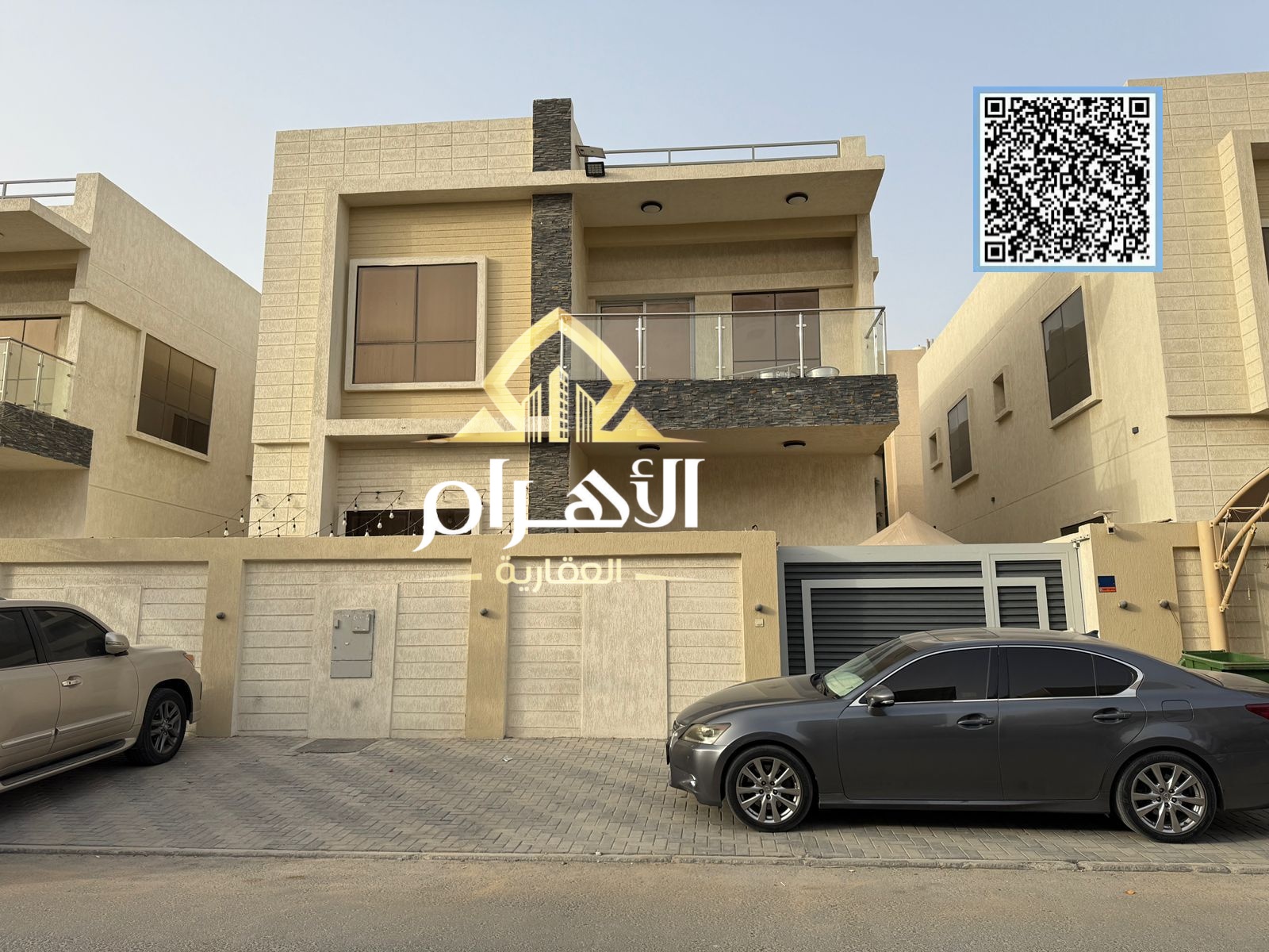 A stunning villa, complete with water, electricity, and air conditioning, featuring 4 master bedrooms with built-in wardrobes and 2 reception rooms, i