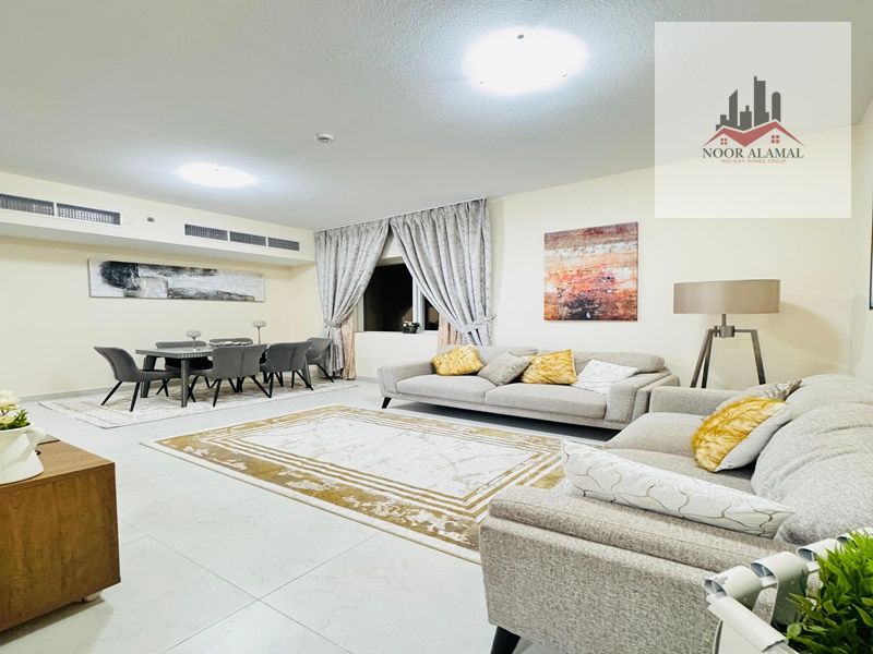 Sharjah, Al Taawun area, furnished apartment with hotel-style furnishings, second occupancy, opposite Oriana Hotel. Two bedrooms, living room, kitchen