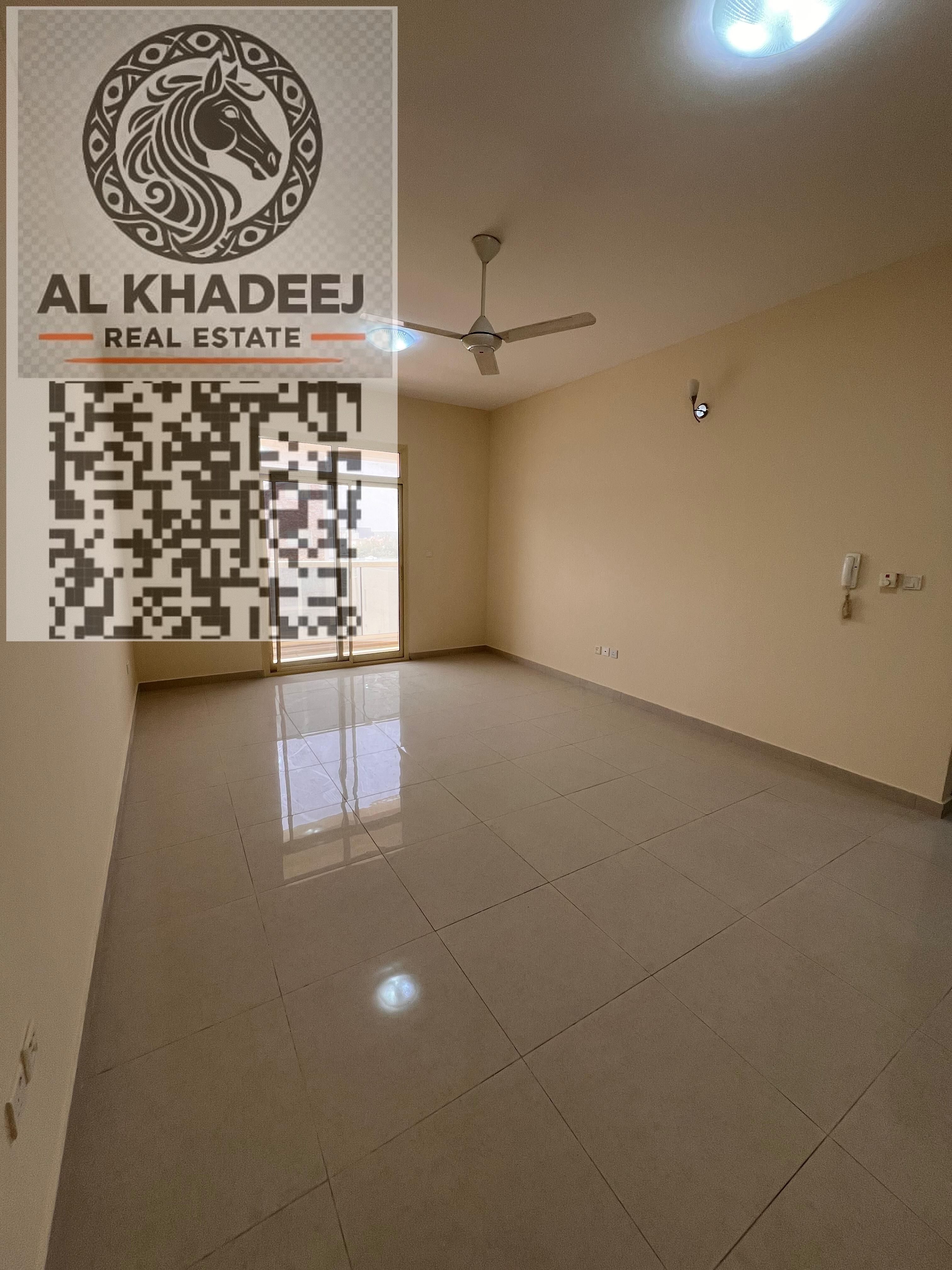 Two bedrooms and a spacious living room with a balcony overlooking the area of Al Muwaihat, Ajman, close to all services and main roads.
