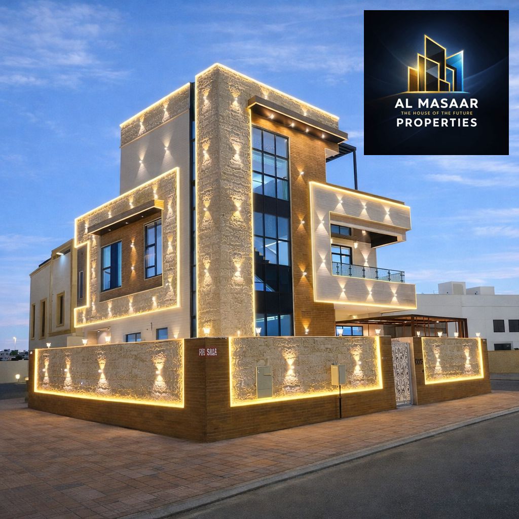 An excellent opportunity to own a modern corner villa with a contemporary design and high-end finishing in Al Helio 2 with electricity and water
