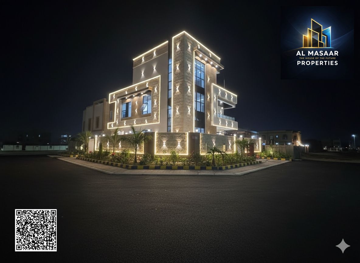 Opportunity to own a corner villa directly on the main road with a swimming pool, rooftop terrace, and space for elevator installation, at a special price including electricity and water.