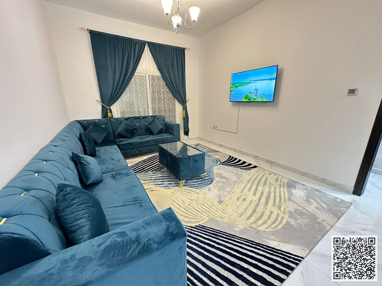 One-bedroom apartment with a living room and balcony for monthly rent in Ajman, Al Rashidiya 3. Fully furnished, at a great price! Rent includes