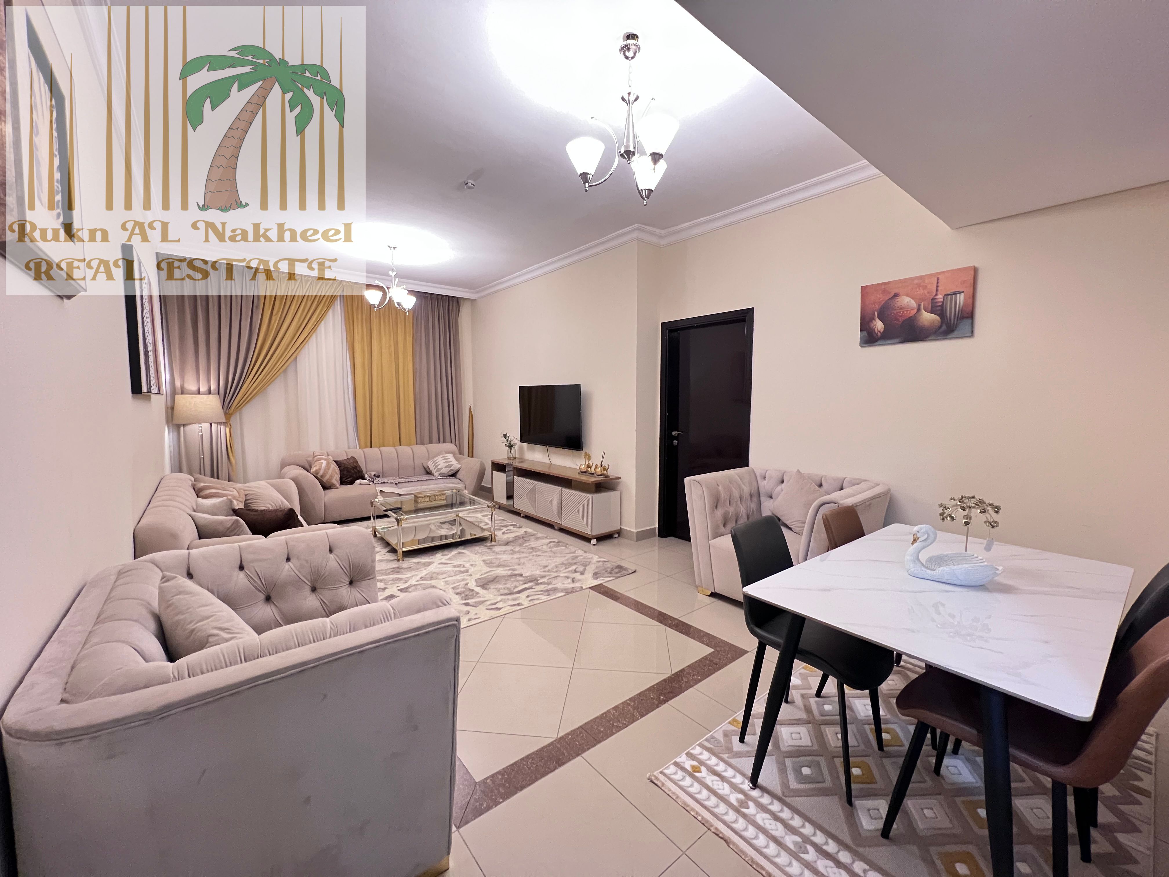 Fully furnished monthly 1bhk 2bath balcony with open view ready to move in good location for more details & information contact us