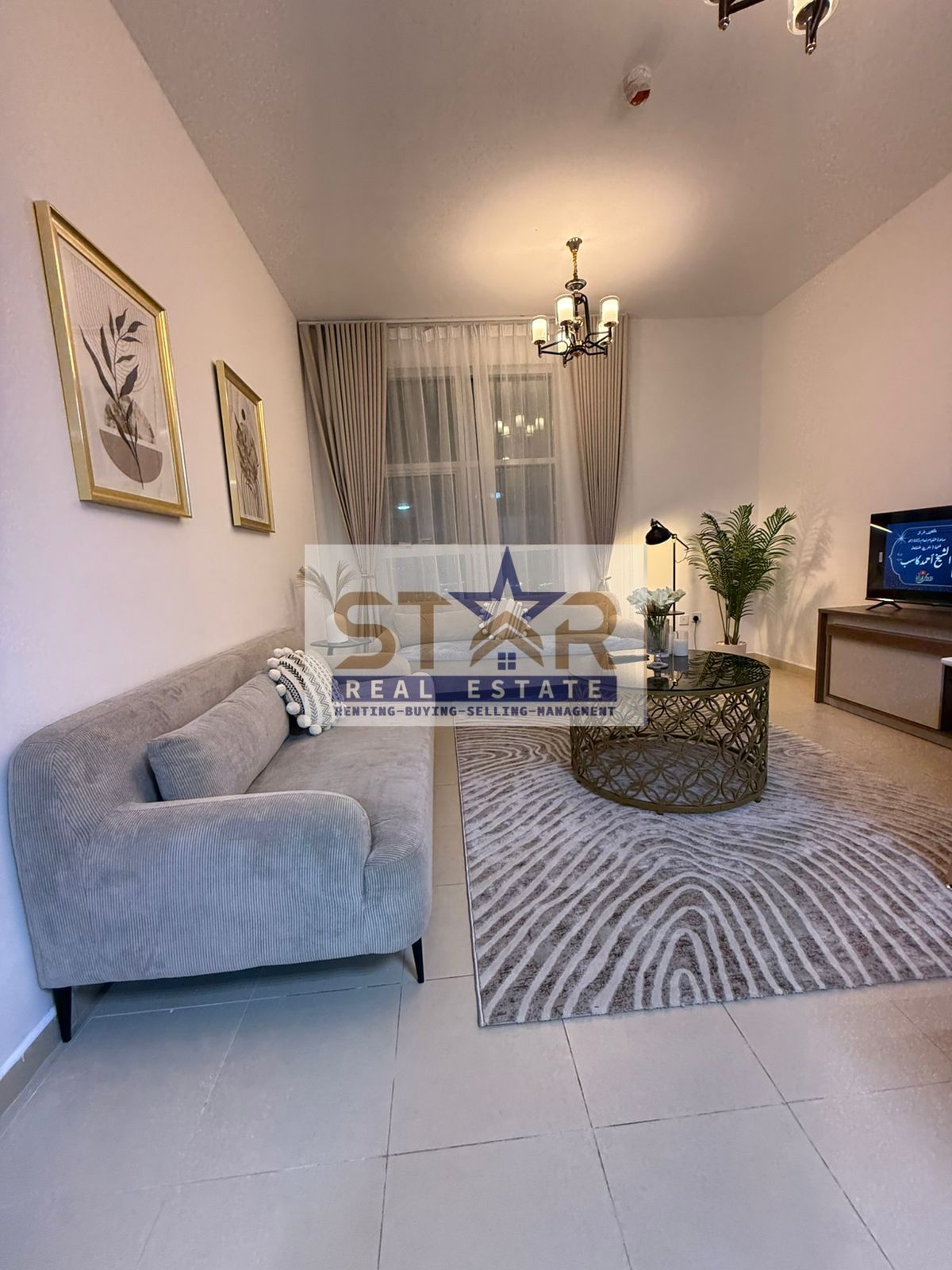 One-bedroom apartment with a living room for monthly rent in Ajman