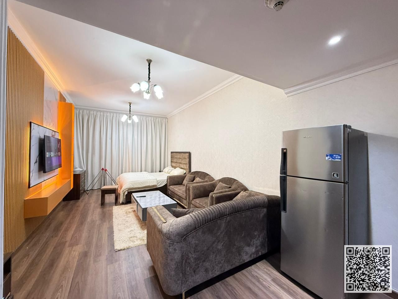 Furnished studio for monthly rent in Ajman One Tower, Al Rashidiya 3 Includes bills, internet and parking Ready to move in immediately!
