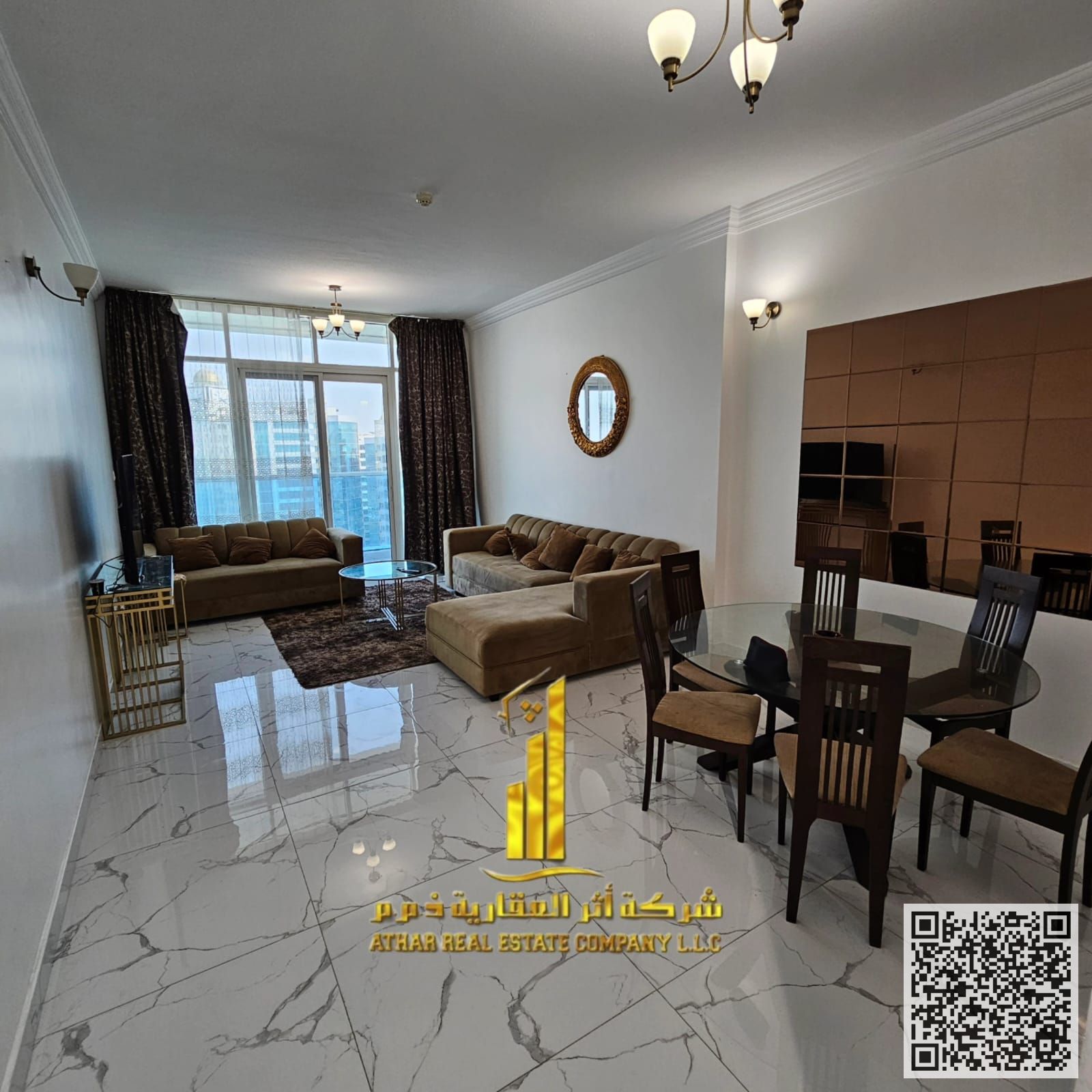 Furnished Two-bedroom apartment with an open view available for monthly rent in Ajman Includes bills and internet Gym, pool, parking