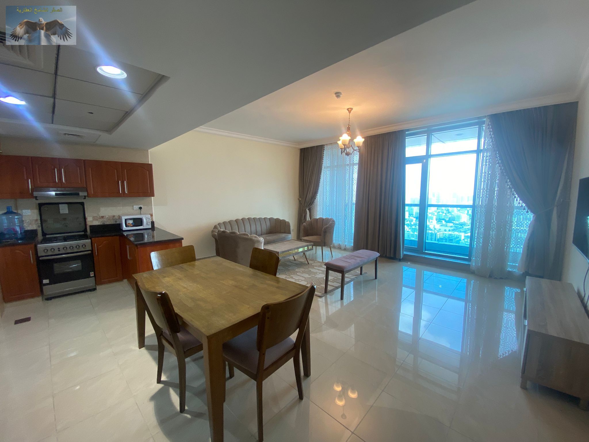 Furnished 1BR apartment in Corniche Towers Radisson Blu Ajman direct sea view balcony 2 bathrooms gym pool parking included