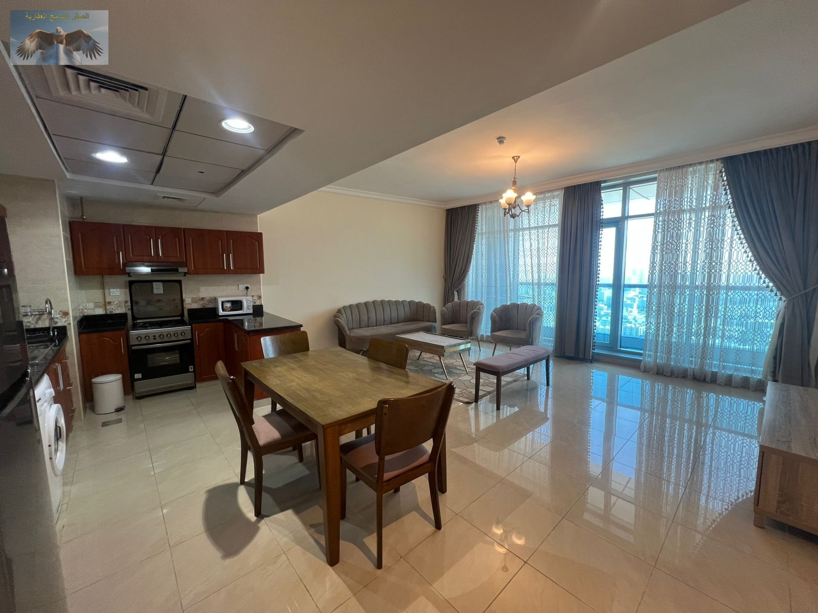 Furnished one-bedroom apartment in Corniche Redzen Towers – fully equipped gym, swimming pool, free private parking – premium facilities inside the to