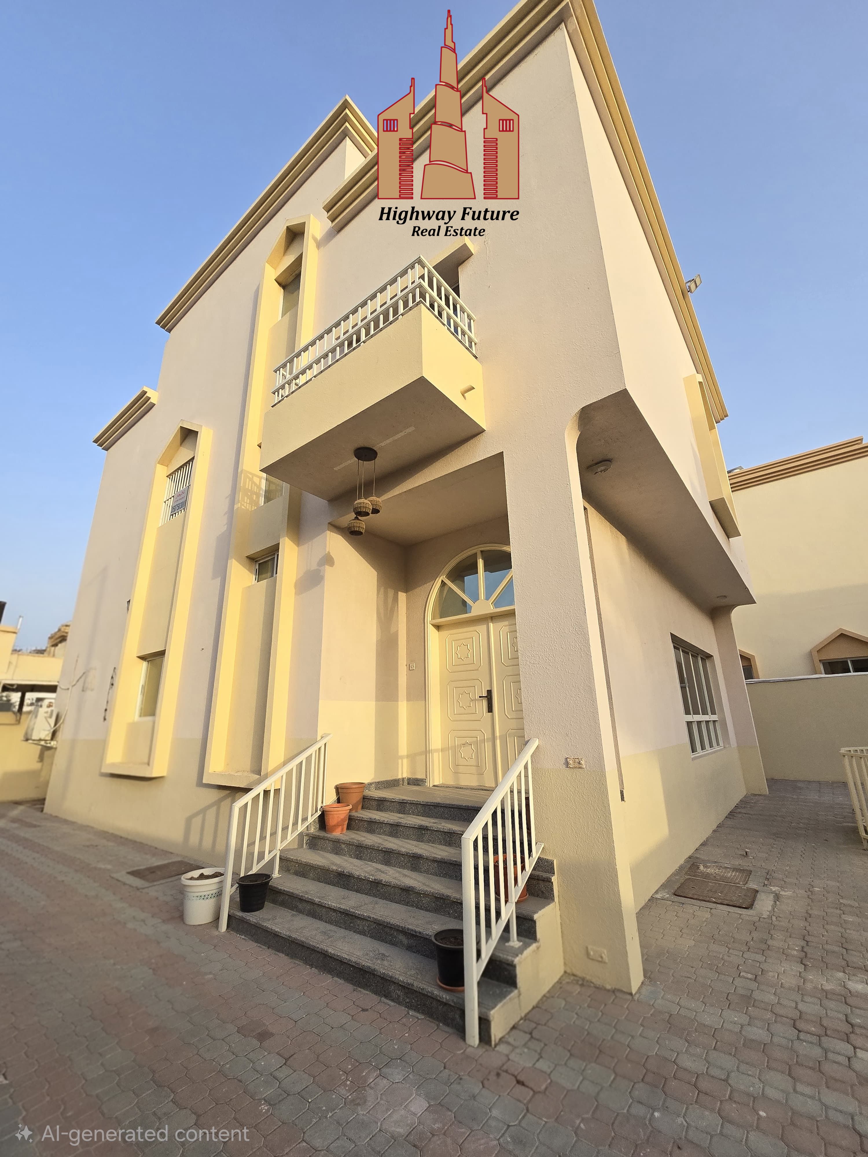 Spacious 4 bedroom big hall Maid room 2 kitchen private pool garden parking All master room Balcony Rent 110k Al rifah area