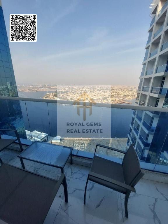 Elegant Furnished 2-Bedroom in Oasis Tower | Panoramic Sea View | 2 Parking Spaces | Gym, Swimming Pool.