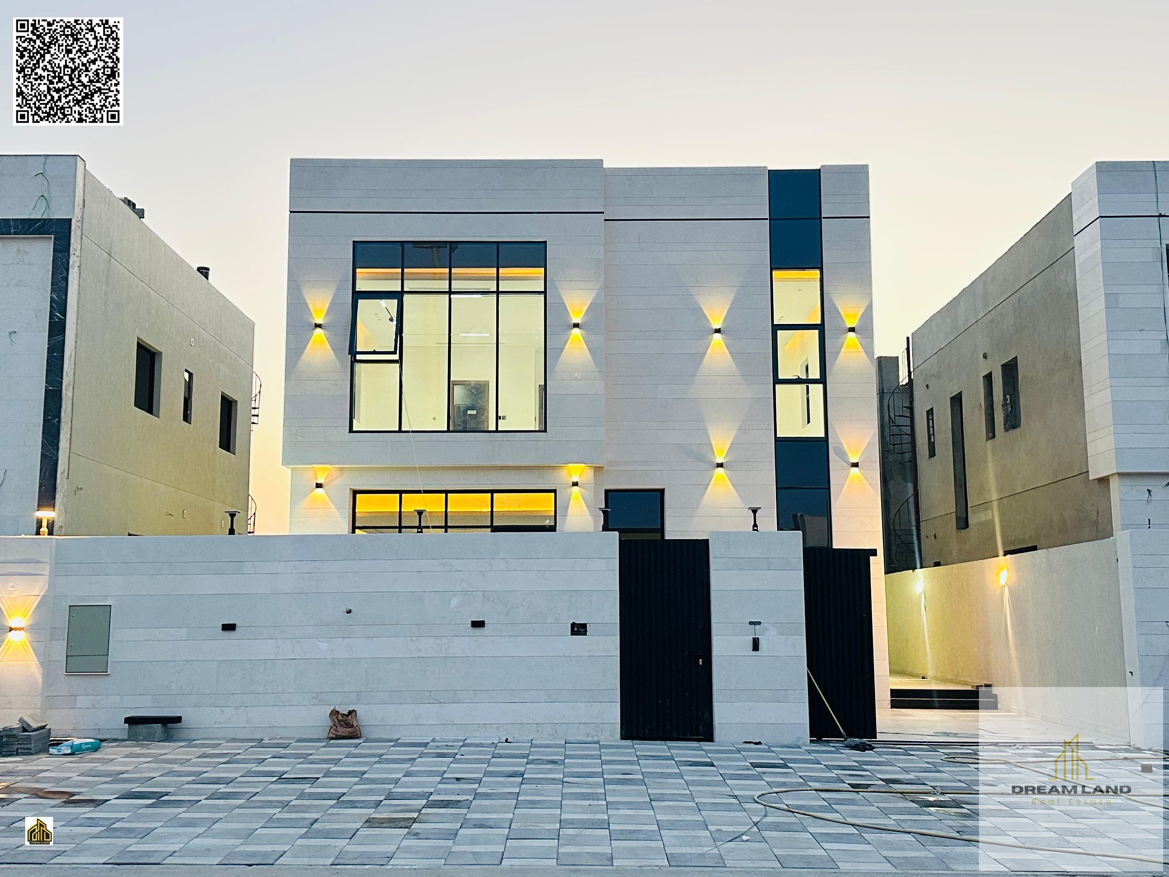 Villa for rent in Al Zahia area – 4 master bedrooms – elegant modern design with a roof terrace and seating area, close to all services, very close to