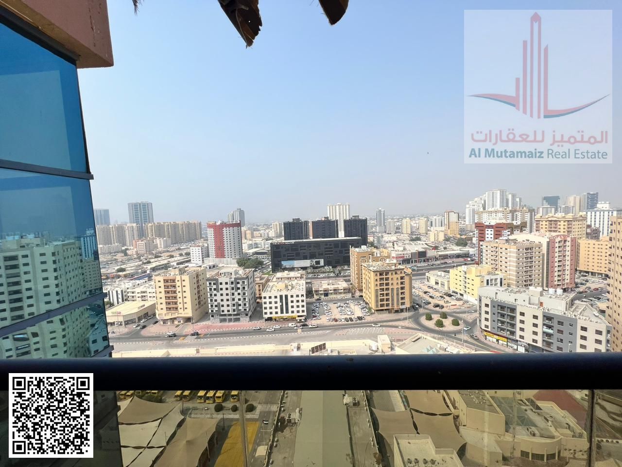 For sale in Ajman: one bedroom, living room, two bathrooms, and balcony in Al Nuaimiya Towers. Asking price: 395,000 AED
