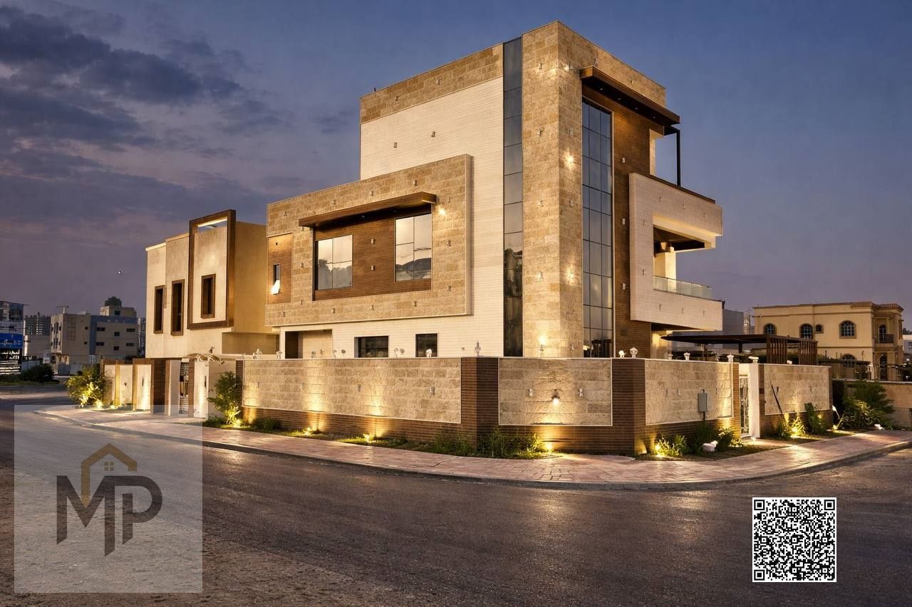 A prime corner villa for sale directly on the main road, including electricity and water, close to all amenities, with a swimming pool, rooftop terrac
