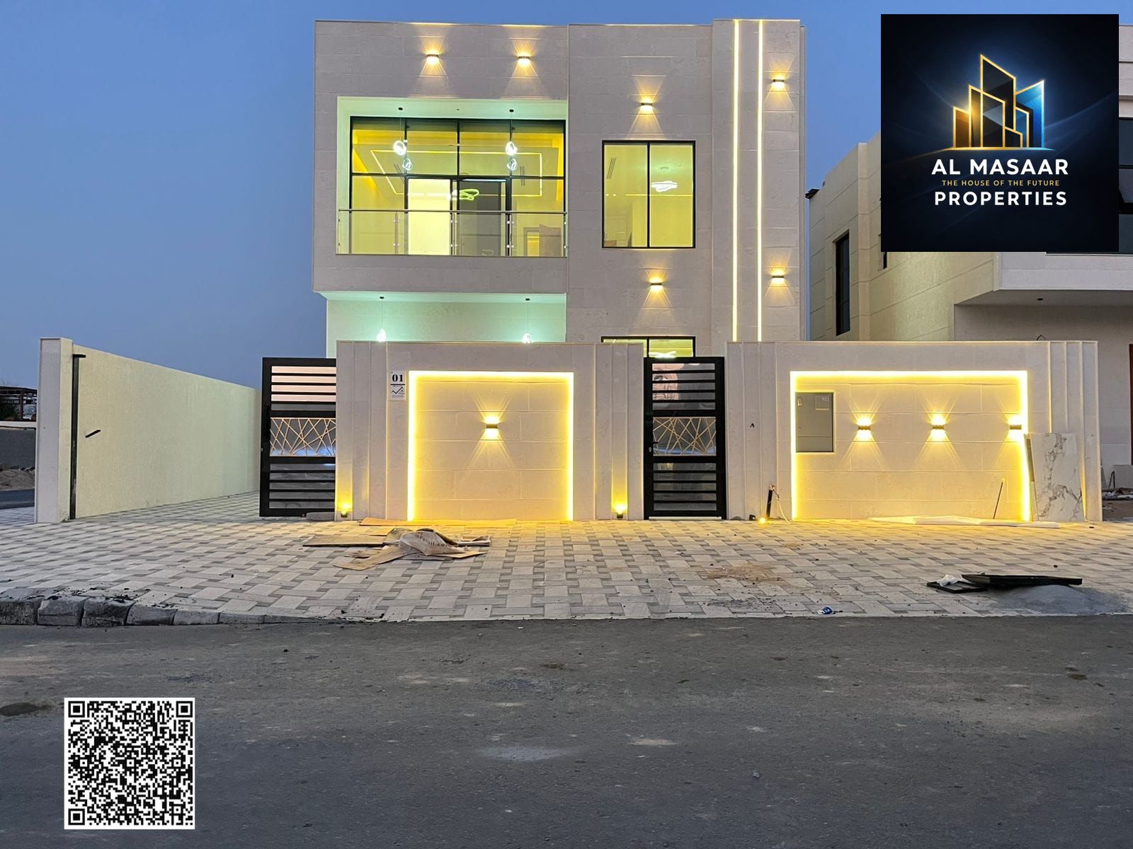 For Sale | Modern European-style villa – Al Helio, Ajman. Prime location opposite the mosque. | Includes registration and ownership fees.