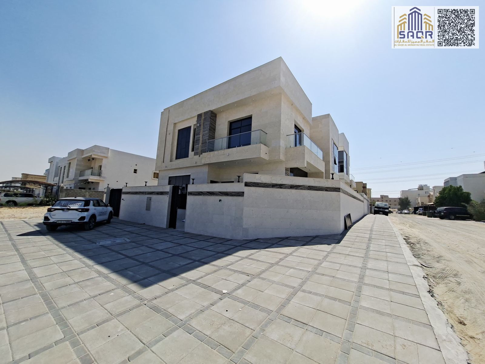 Luxury villa in Al Yasmin Corner on a main street, modern design and high-end finishes