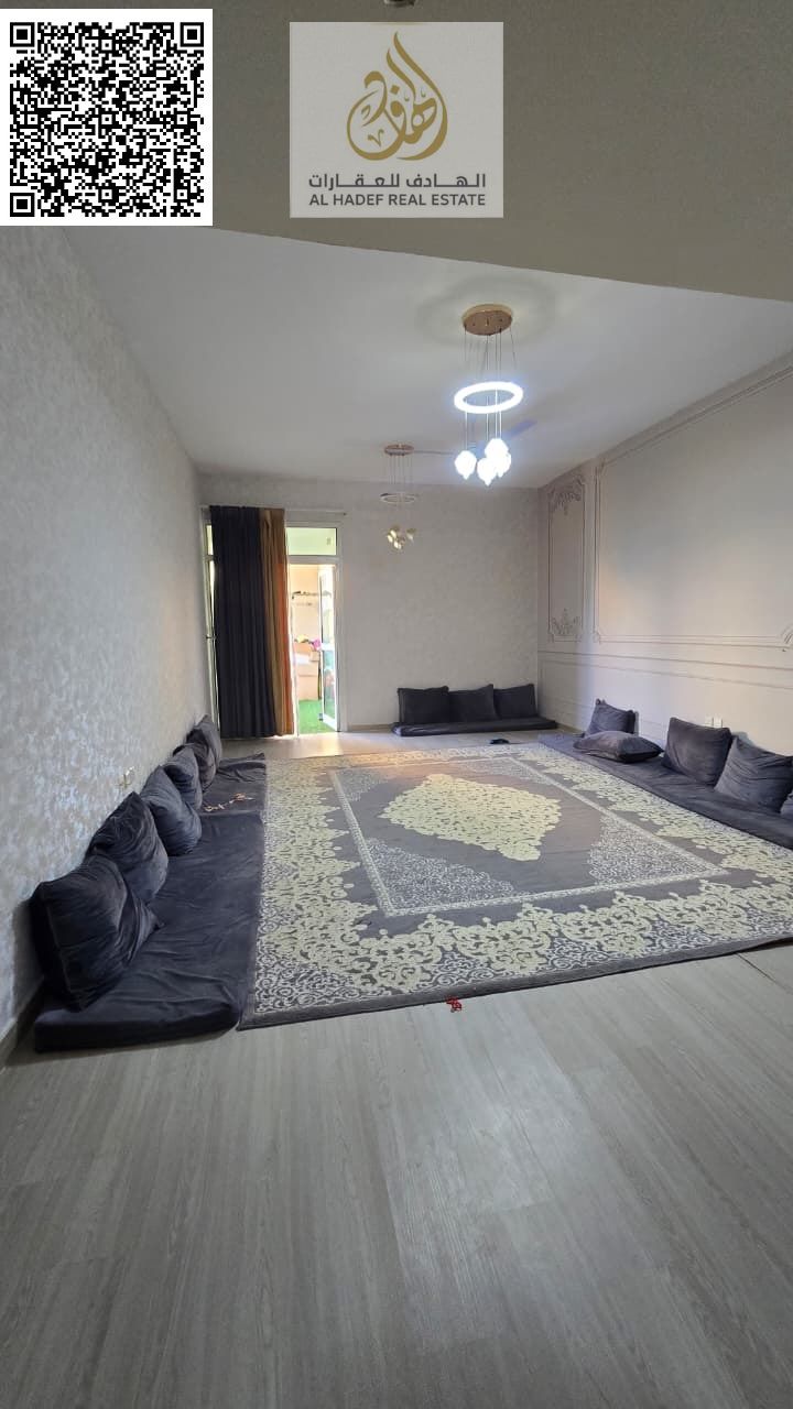 Largest one-bedroom apartment for sale in Ajman | One-bedroom apartment with 2 bathrooms, balcony, built-in wardrobes, and a very large hallway in Al