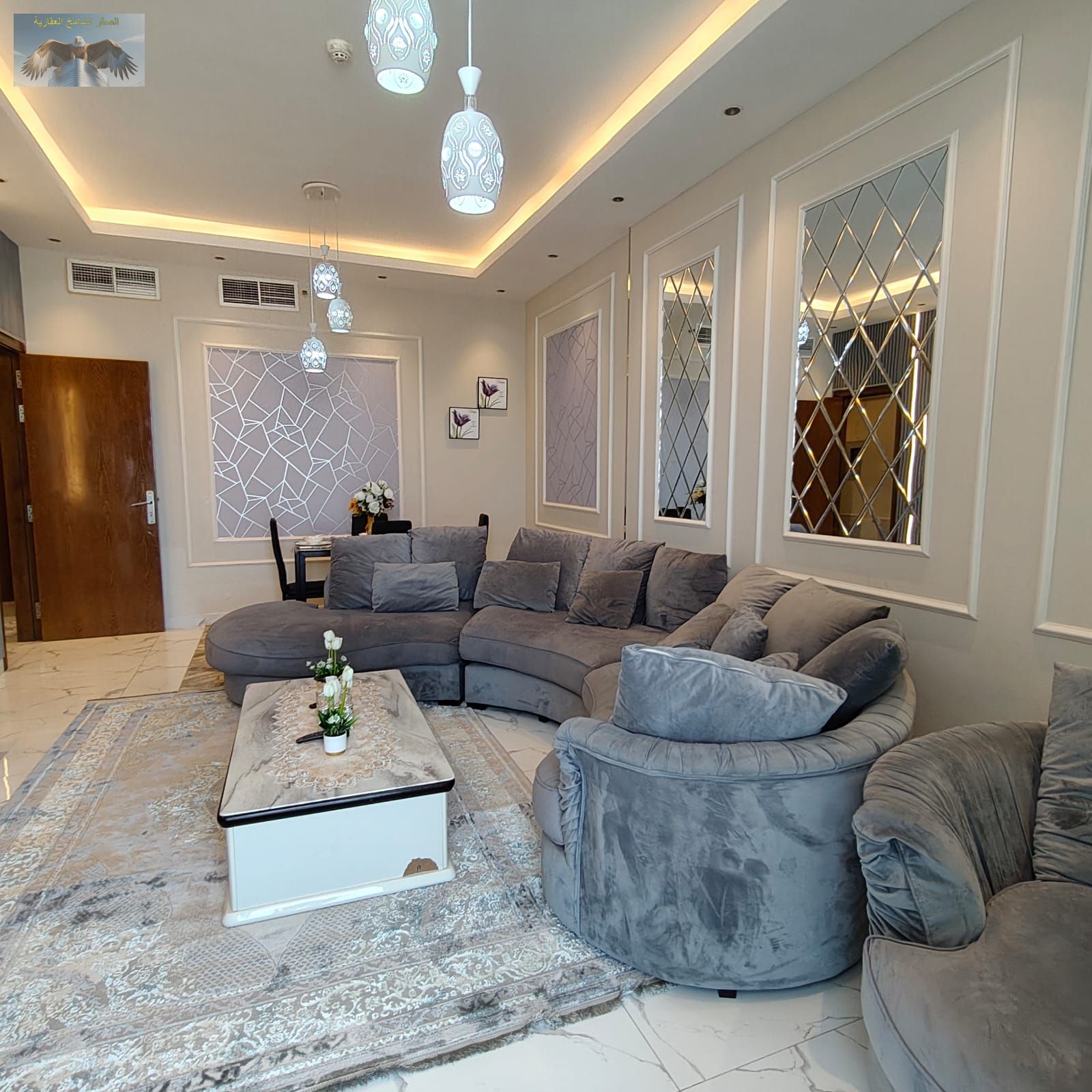 Three beautiful furnished rooms for monthly rent in a prime location with a modern design and full sea view.
