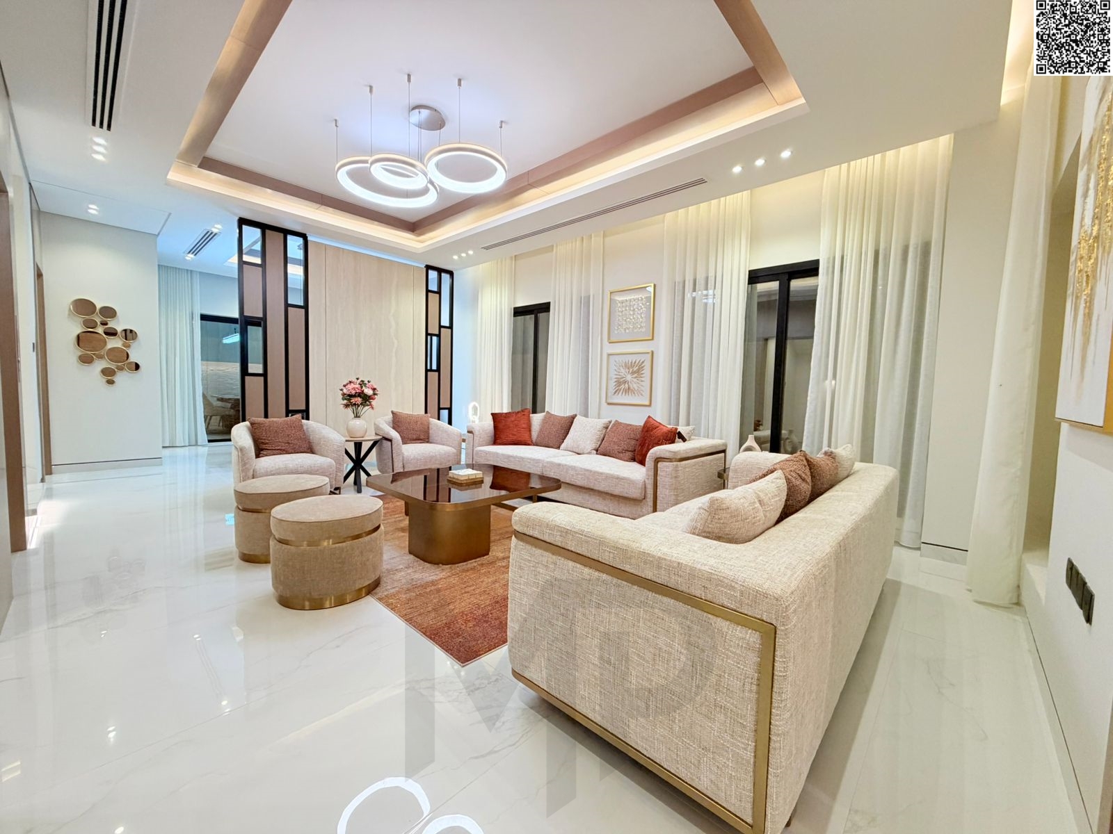 Semi-detached villas for sale in Al-Talla – modern design with furniture, spacious areas, elevator and roof