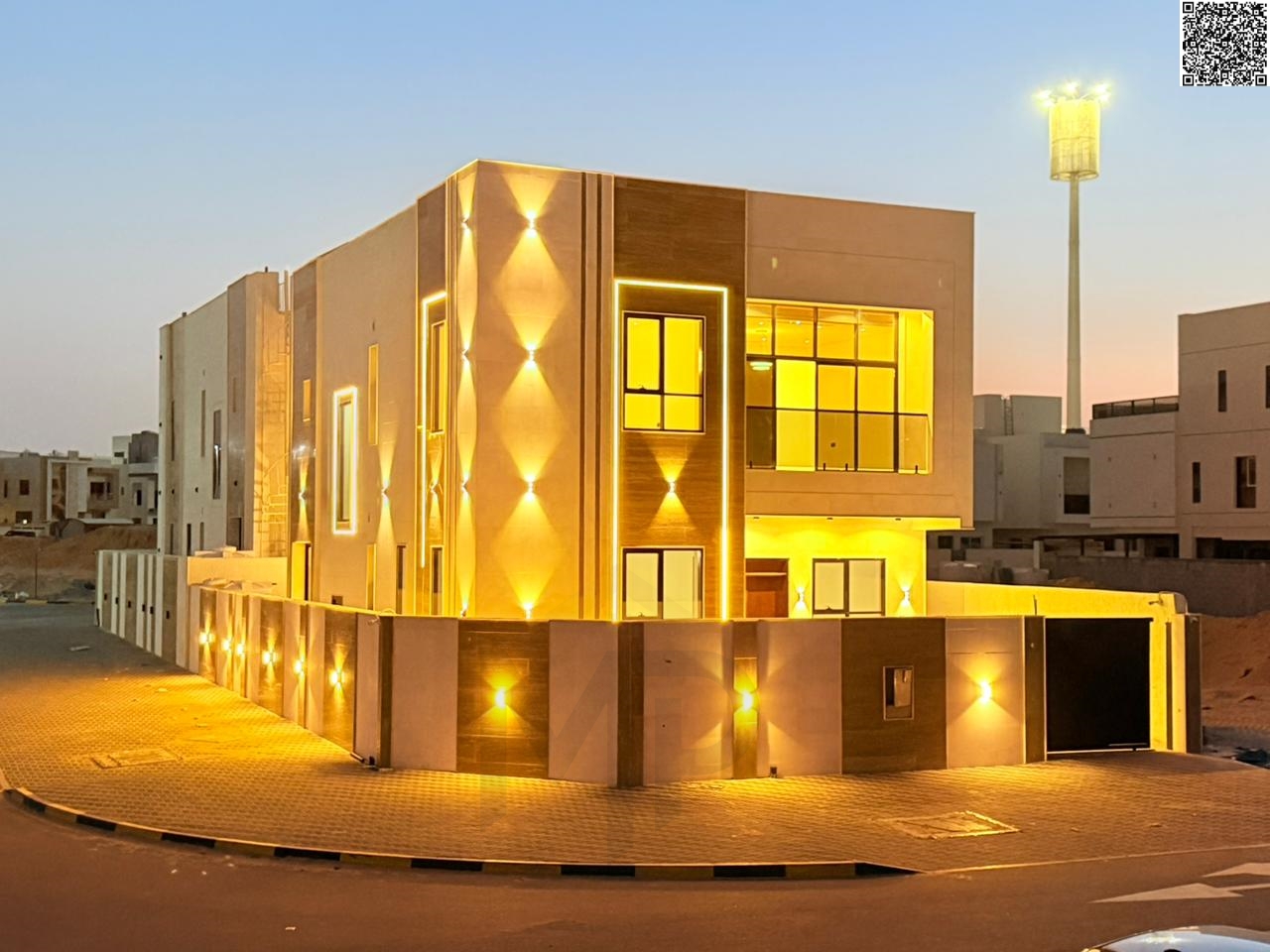 Luxury villa in Al Amerah, Ajman, ready for immediate occupancy, featuring high-end finishes and spacious living areas. Freehold ownership available t