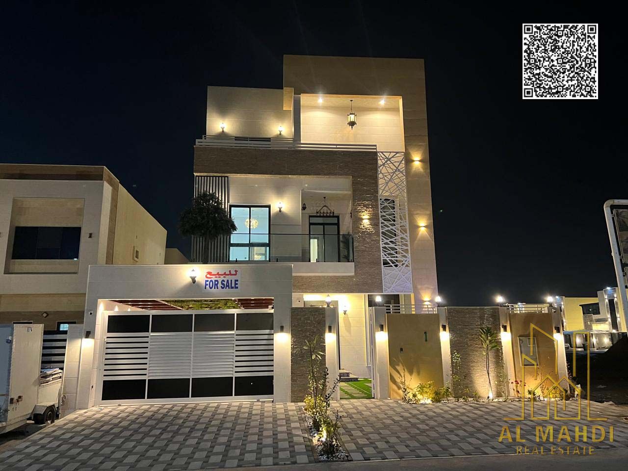 Modern villa for sale in Al Helio 2 Ajman 5 master bedrooms private pool waterfall garden parking freehold ownership
