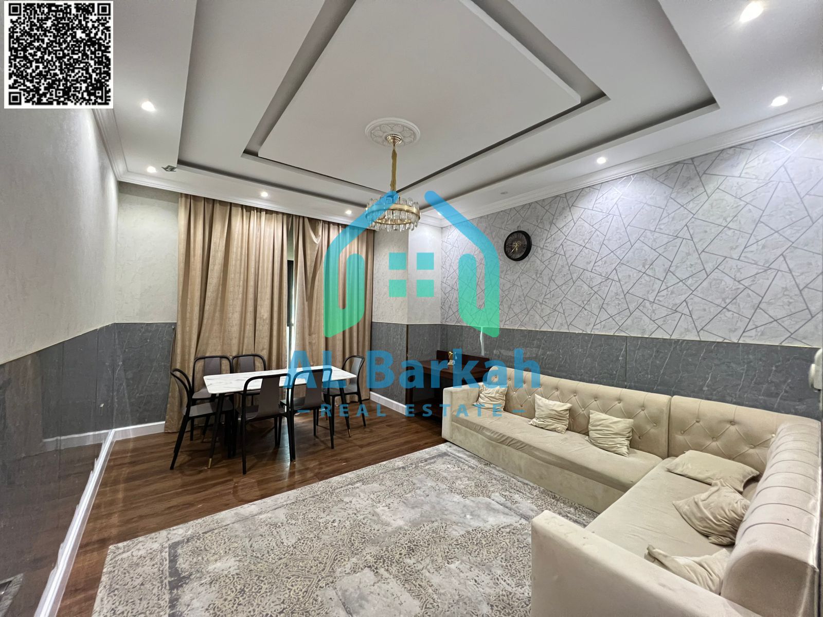 Two bedrooms, a living room, and a maid's room. Furnished, in Al Khor Towers. Price: 500,000. Overlooking the main street and the port. Sea view. Area