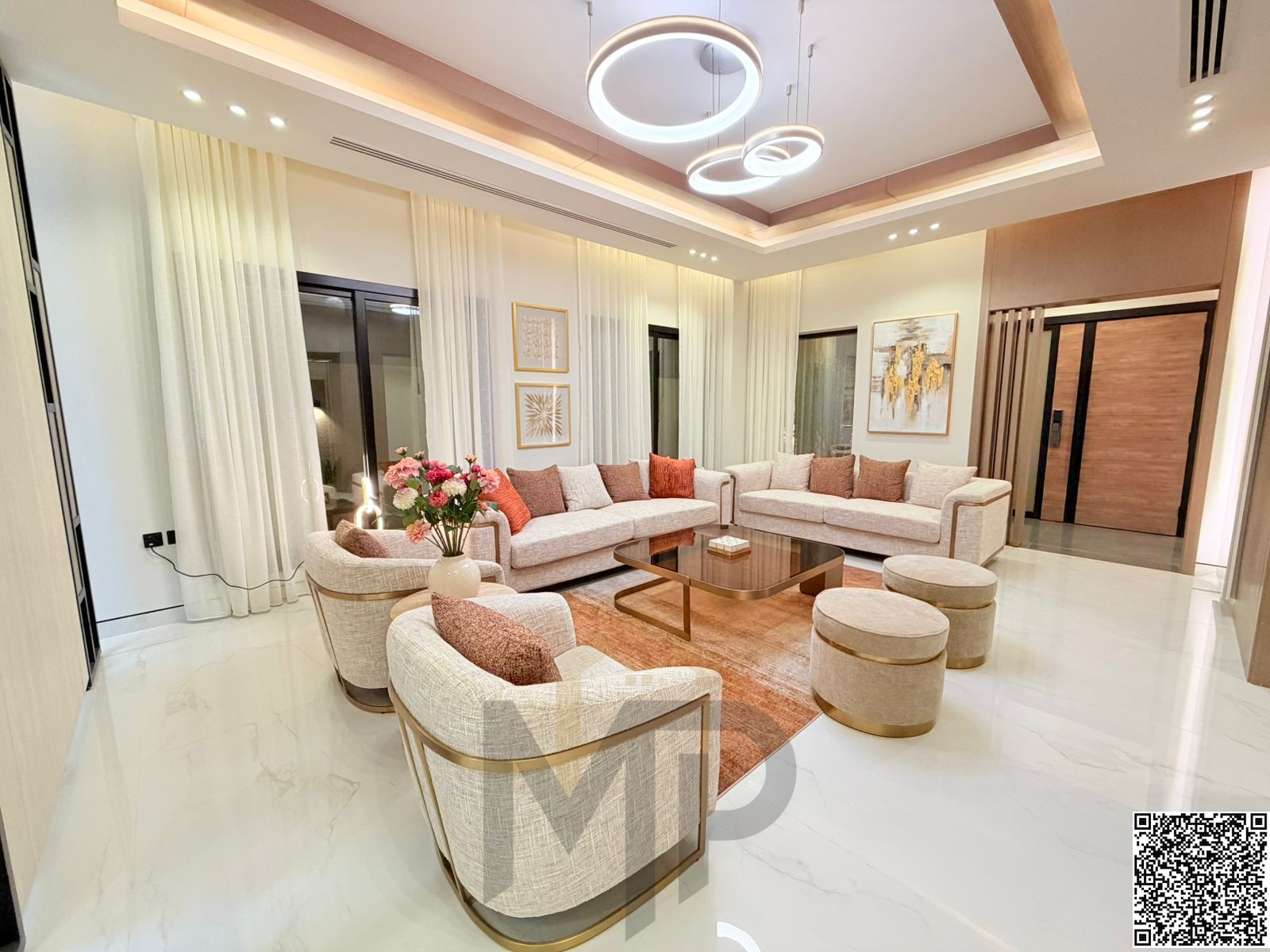 Semi-detached villas for sale in Al-Talla – modern design with furniture, spacious areas, elevator and roof