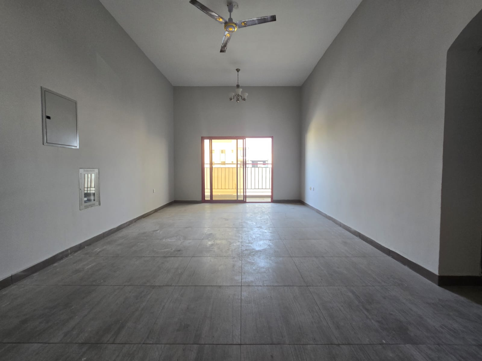 Two bedrooms and a living room for annual rent in Al Muwaihat, Ajman. Two bathrooms and a balcony.