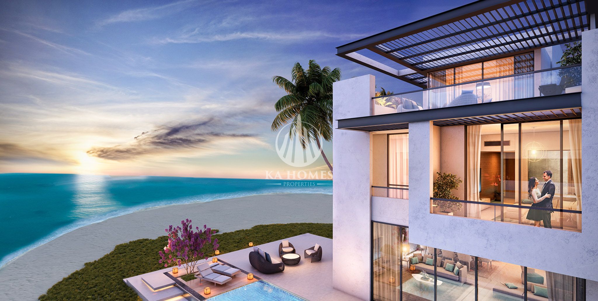 A fully detached villa on the beach, ready immediately. First row, complete privacy with a private beach.