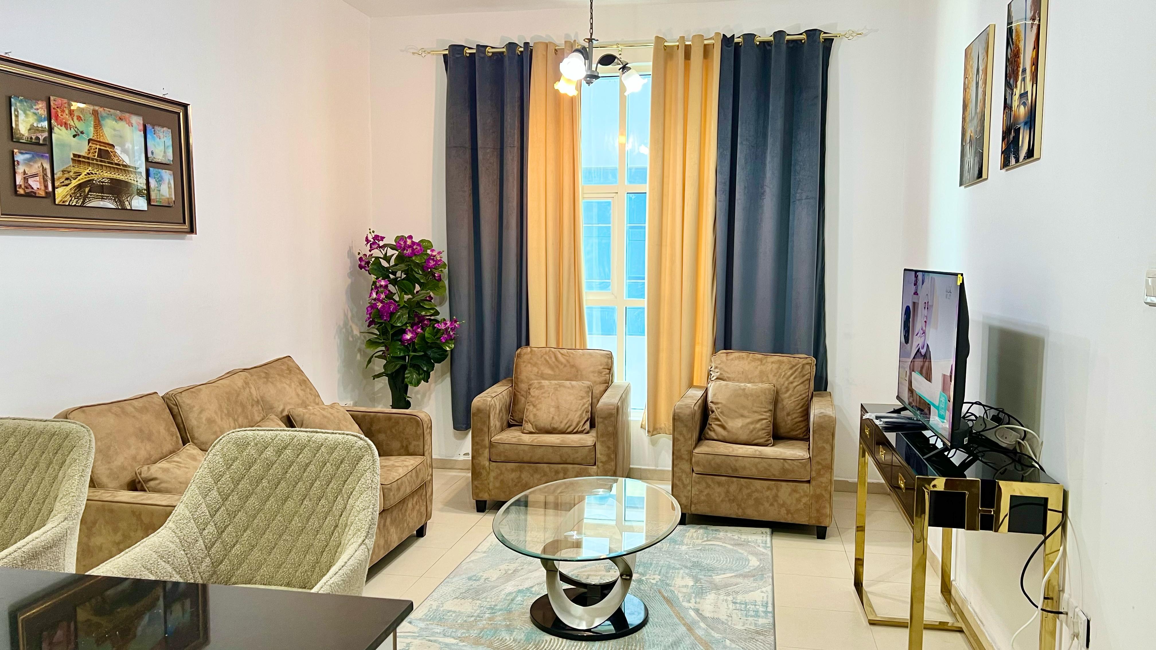 One bedroom and living room apartment brand new furnished second tenant very special open view prime location close to services great price