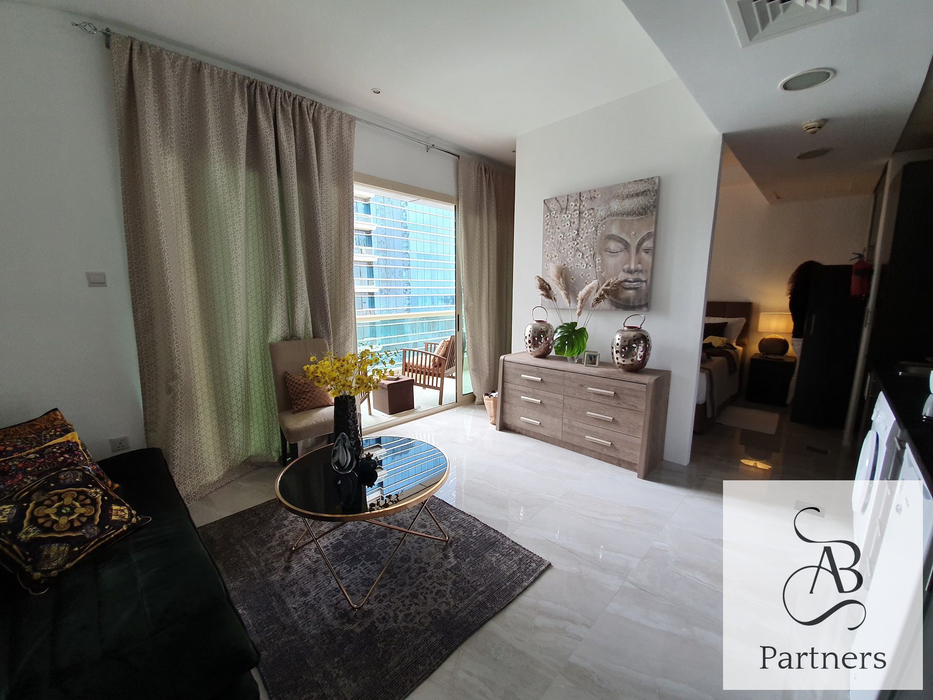 Furnished Studio | Beachfront Tower | Balcony with partial Marina views | The Royal Oceanic