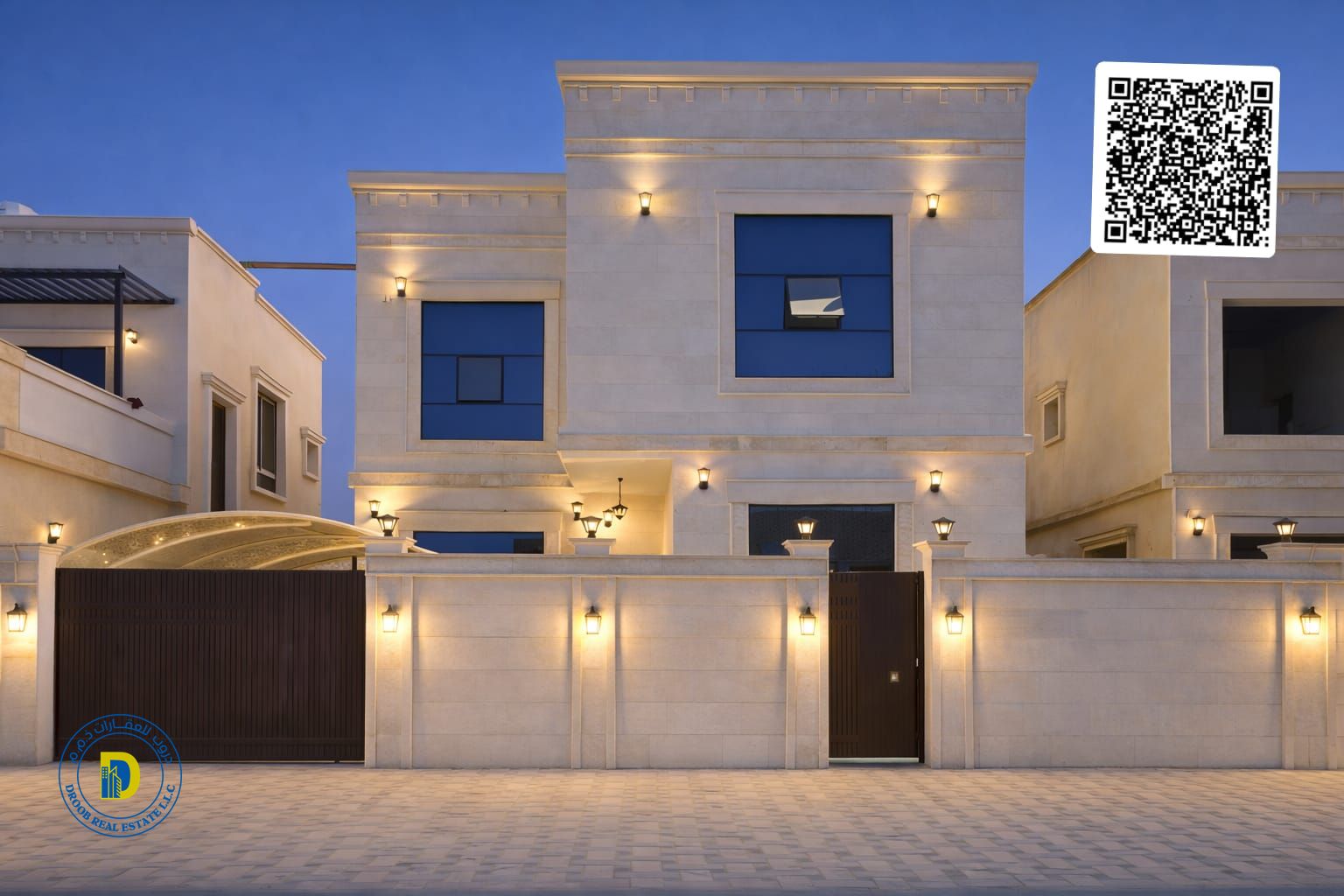 For sale in Al Zahia, a modern 5-bedroom villa, priced including registration and ownership fees.