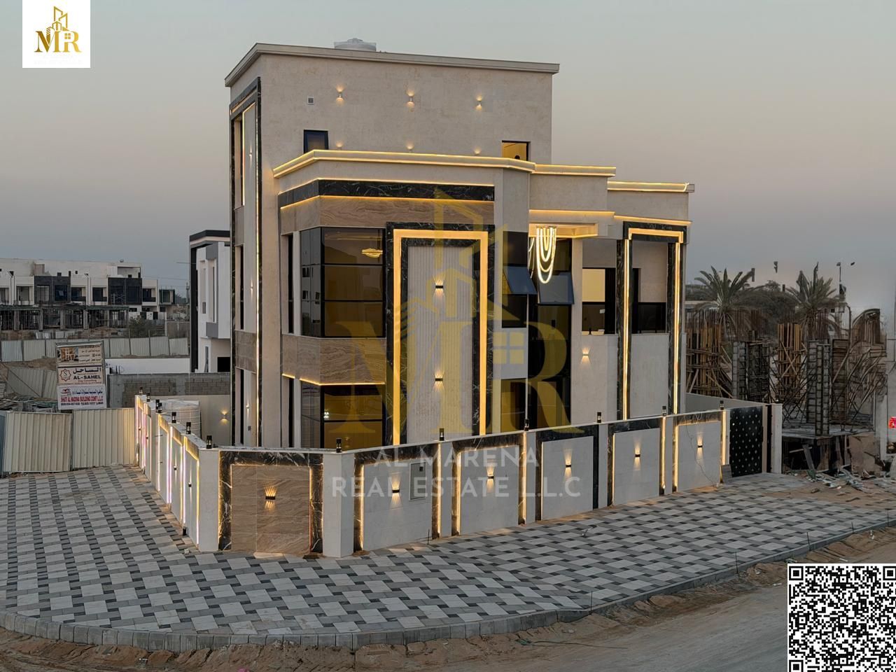 For Sale – Corner Villa on Two Streets in Al Helio 1 – Ajman | 3150 ft Land | 3500 ft Built-up Area | 3 Floors | 5 Master Bedrooms | Priced at AED 1,8