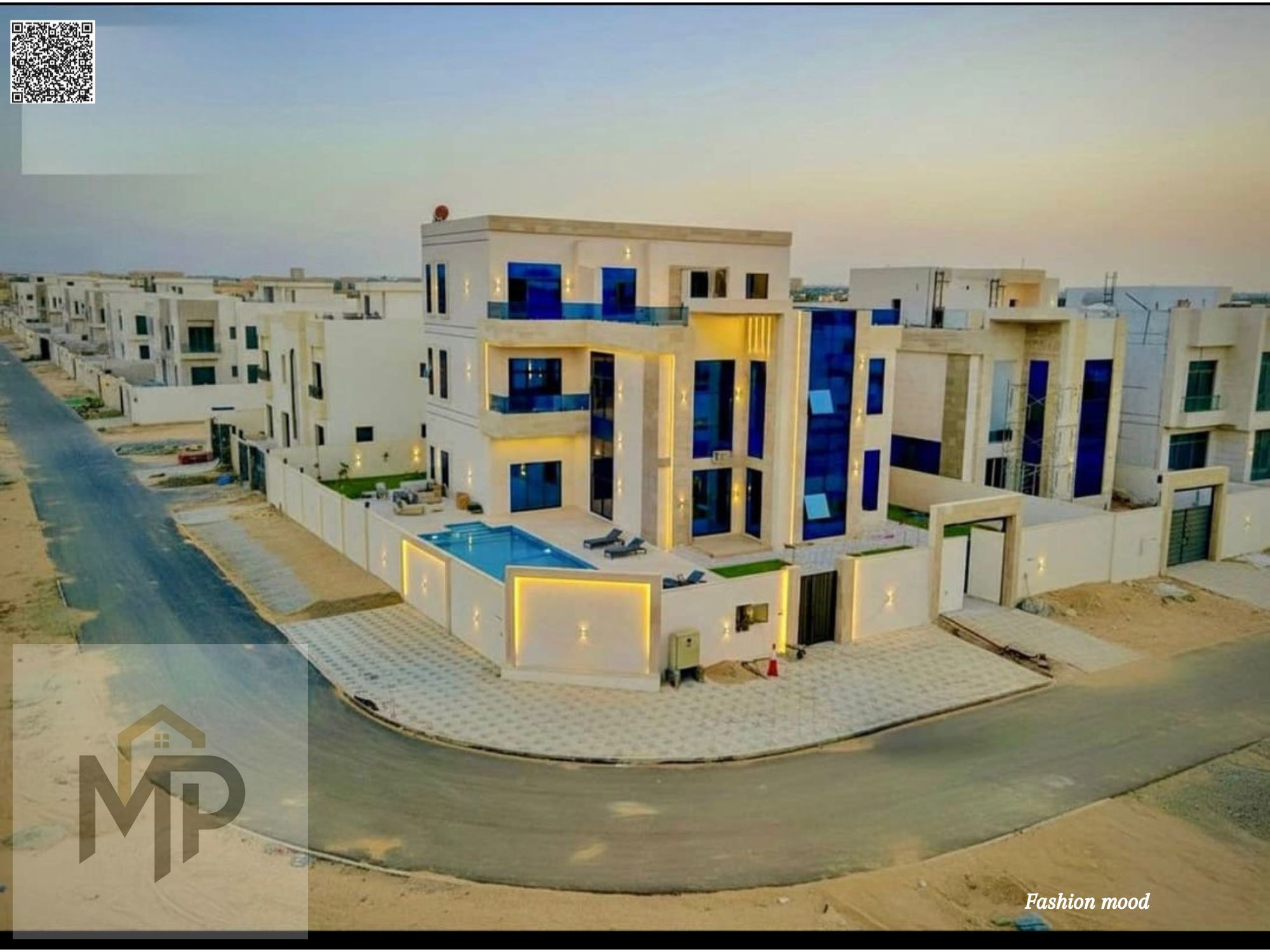 Corner villa | 7 rooms, majlis, 3 halls, pool, elevator| Freehold|Price including registration fees, water, electricity, central A\C, and furnishings.