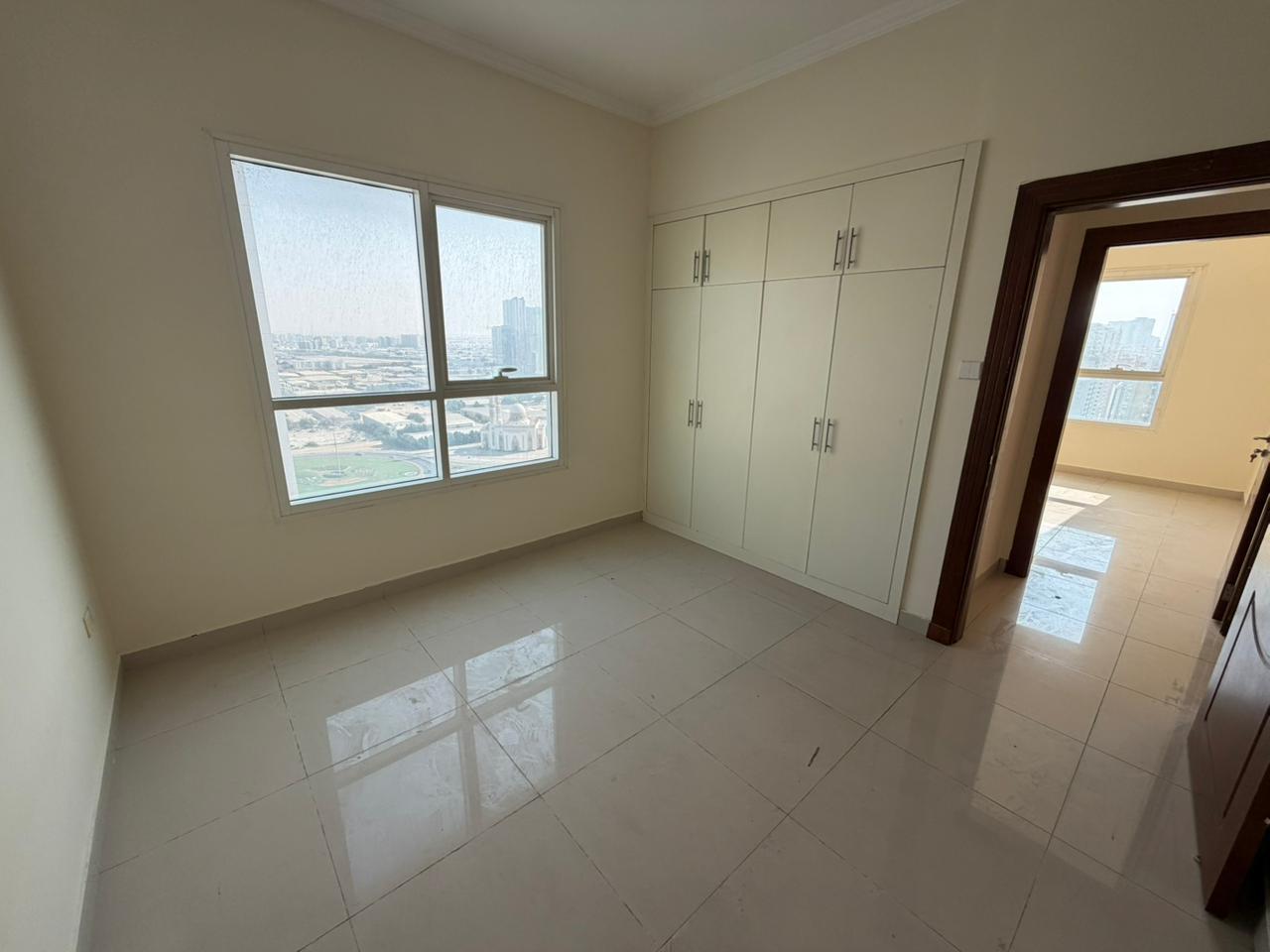 Full open view – 3BR + living in Al Taawun – Free parking – Central AC – Large storage – Built-in wardrobes – 2100 sq ft – Dubai exit