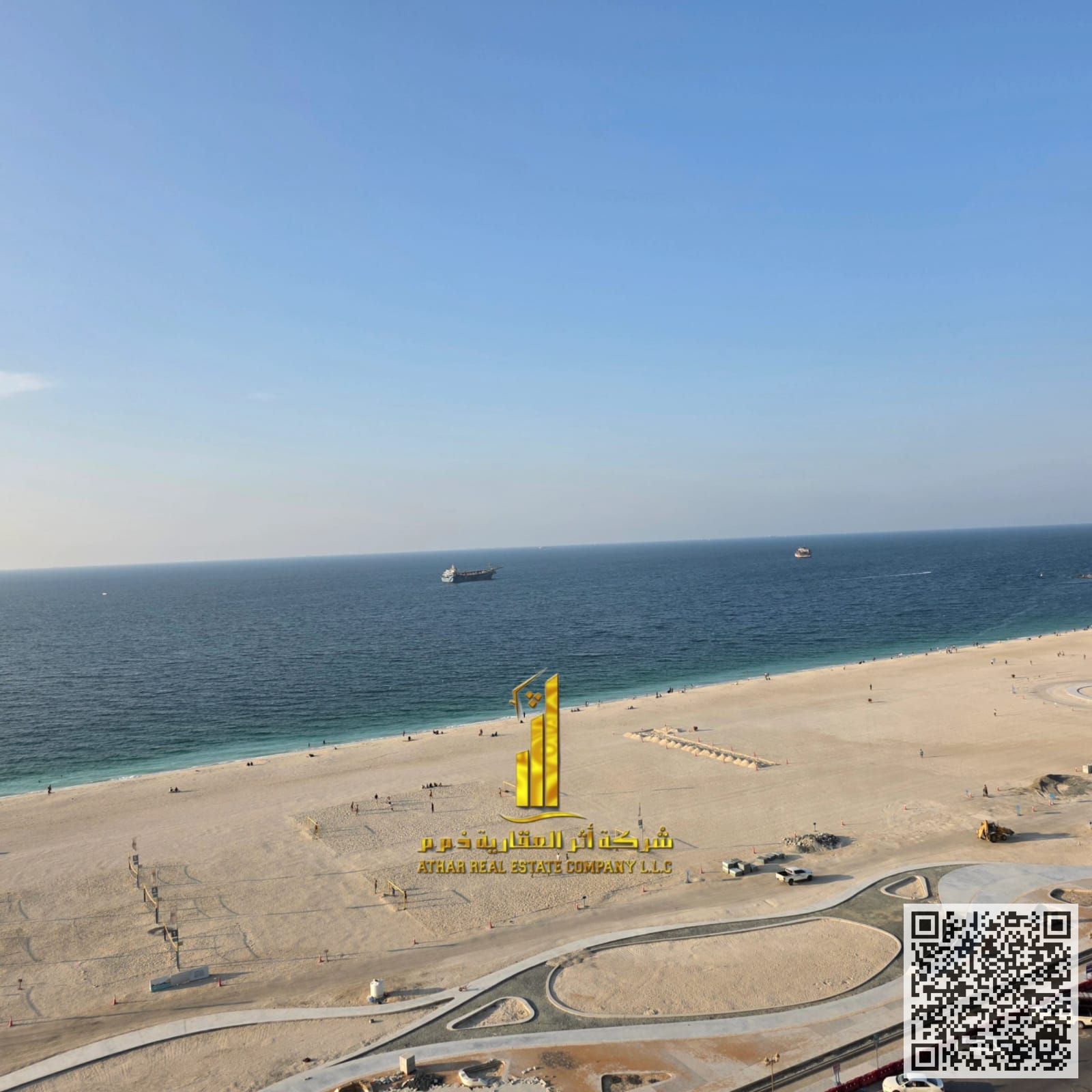 Sea view three-bedroom duplex apartment for monthly rent in Corniche Residence Towers, Ajman Gym, swimming pool, and parking