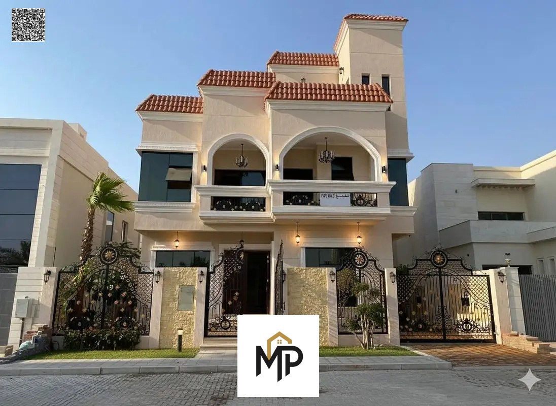 Own the most luxurious villa in Ajman! A two-story villa with a rooftop terrace and swimming pool, including electricity, water, and air conditioning.