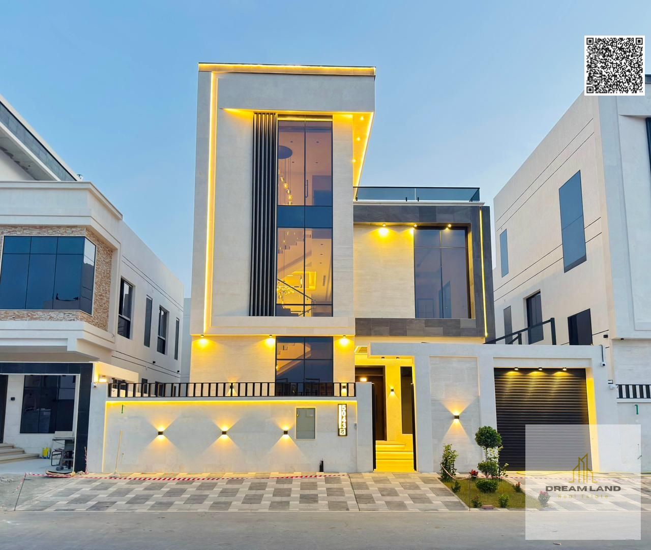 Distinctive modern 3-story villa for sale in Al Yasmeen – Ajman | High-end finishing and stone facade | Strategic location near Mohammed Bin Zayed Roa